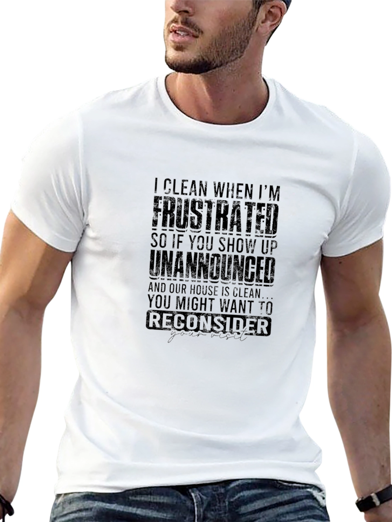 Funny I Clean When Frustrated Graphic T-Shirt