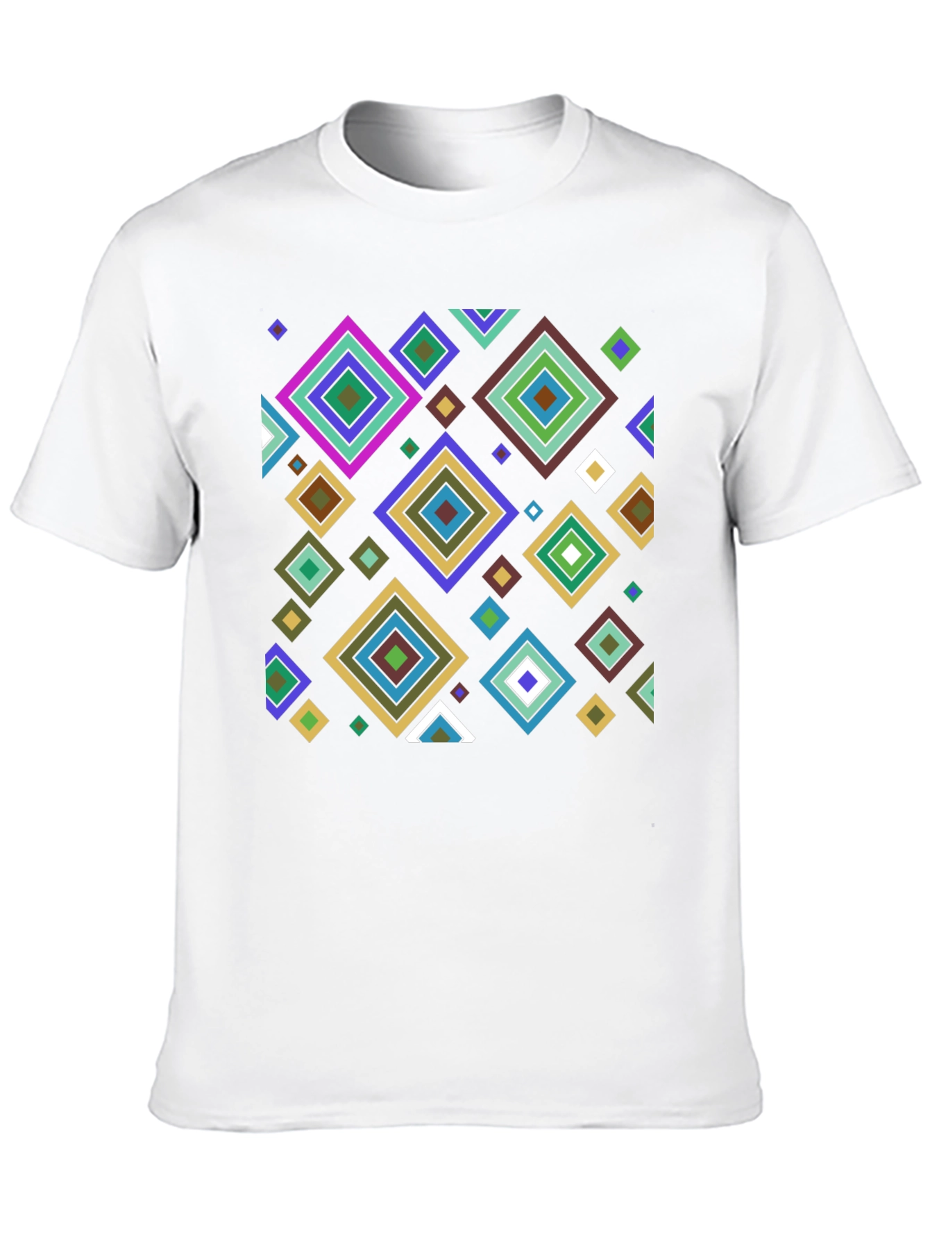 Geometric Diamond Pattern Black T-Shirt