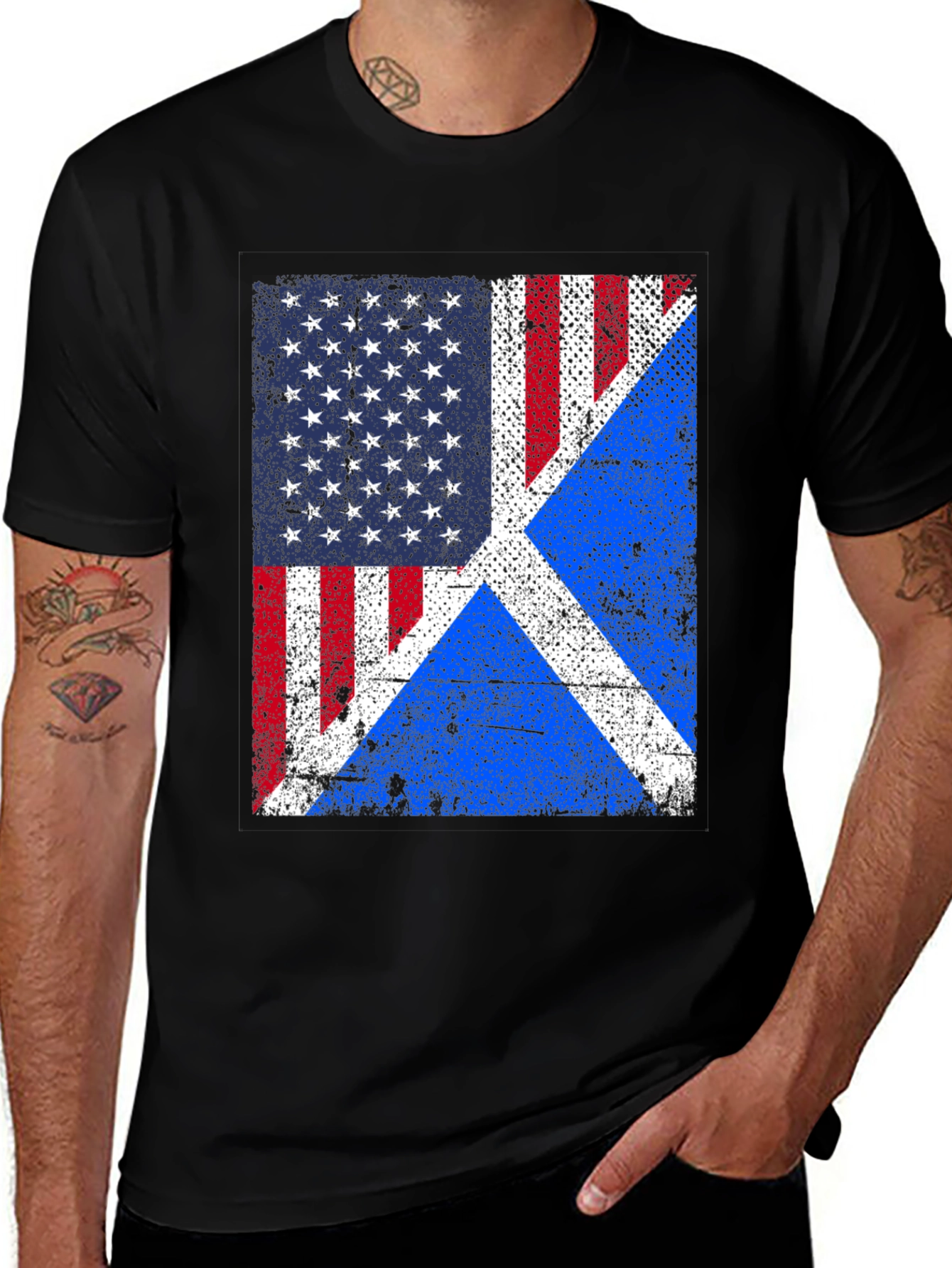 USA Scotland Flag Graphic T-Shirt