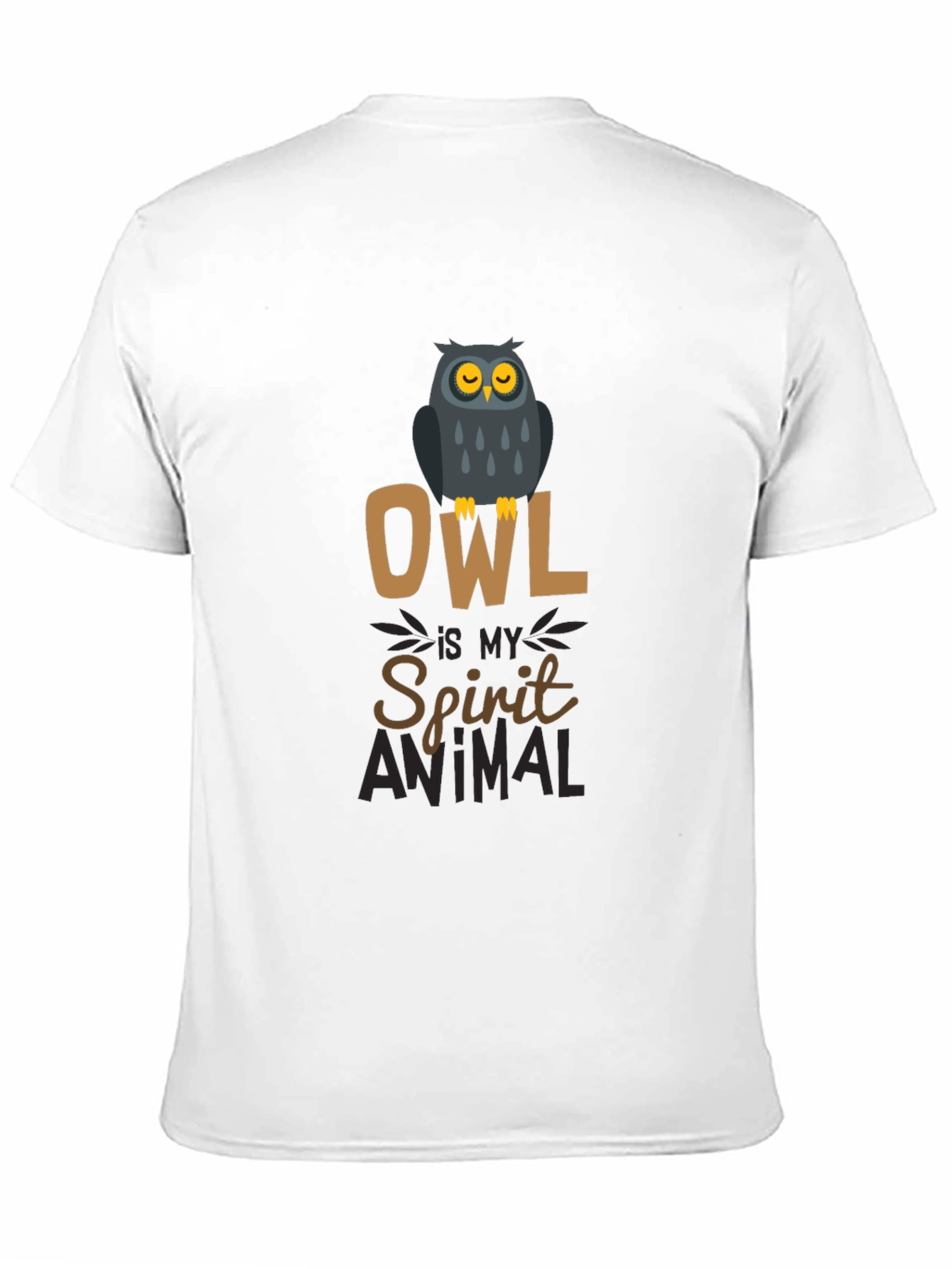 Owl Spirit Animal Black Cotton Graphic T-Shirt