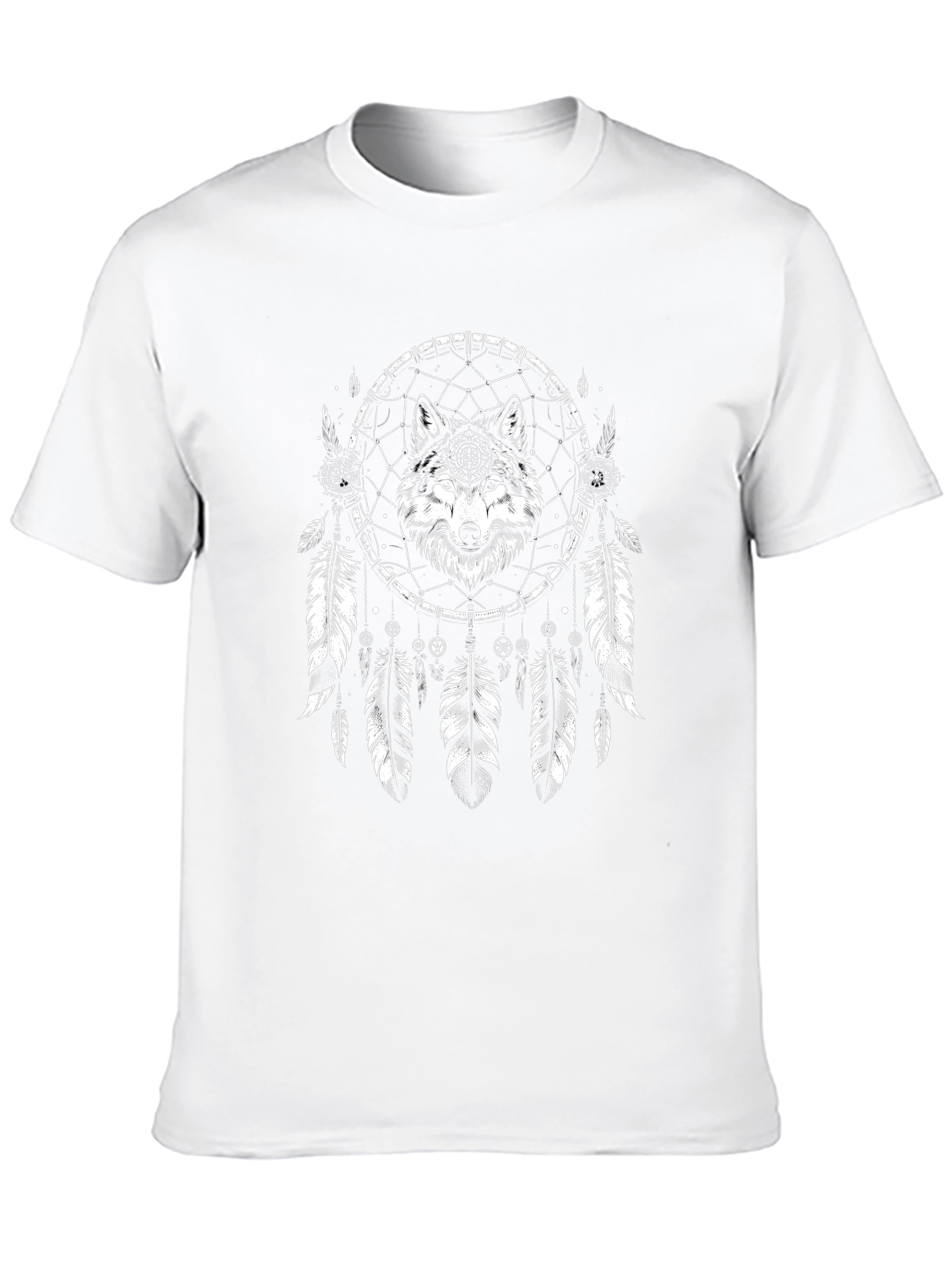 Wolf Dreamcatcher Graphic Print Black T-Shirt