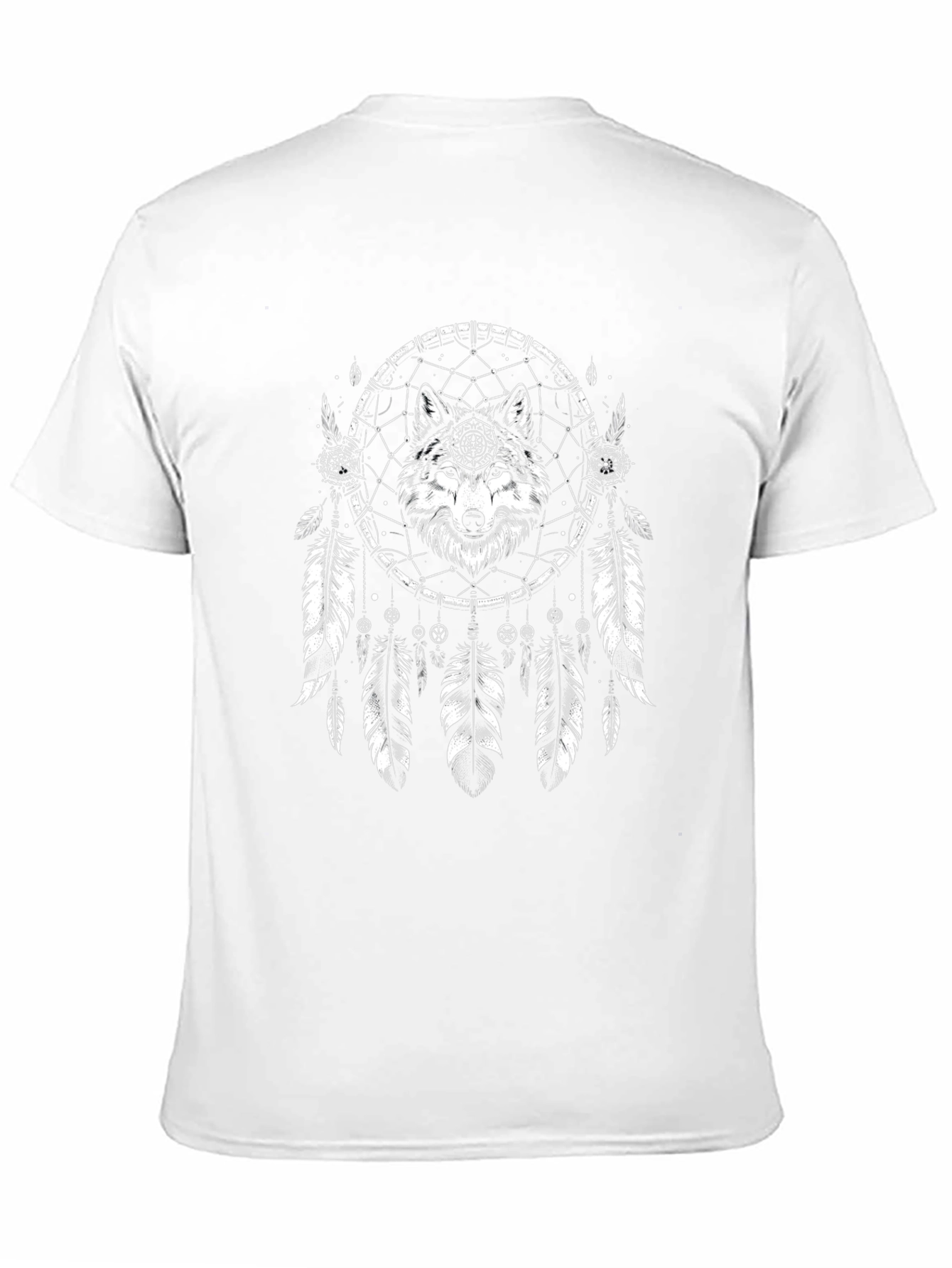 Wolf Dreamcatcher Graphic Print Black T-Shirt