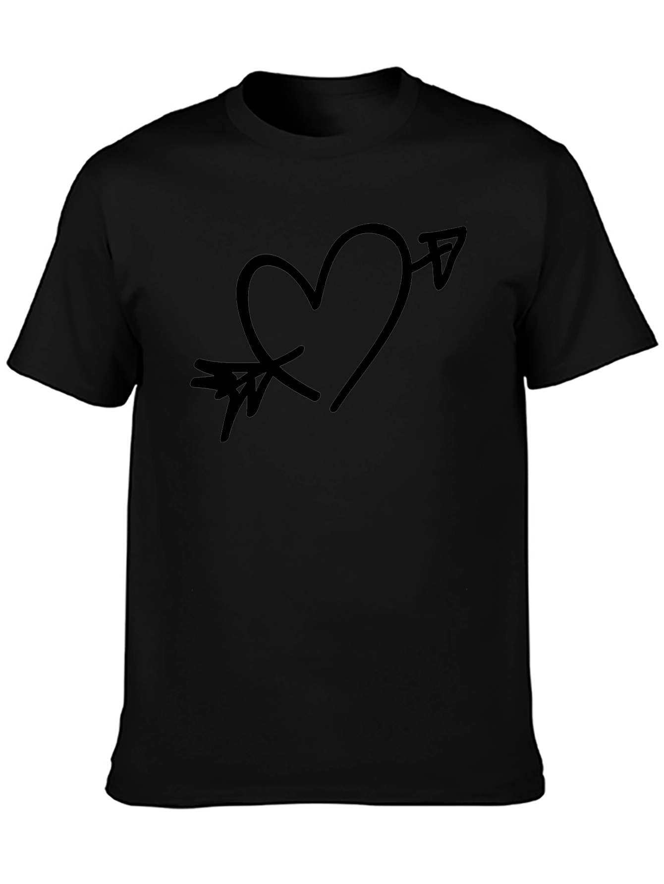 Arrow Through Heart Graphic Black T-Shirt