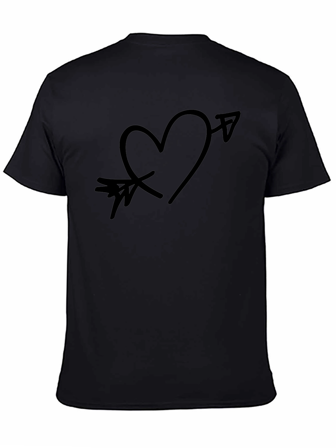 Arrow Through Heart Graphic Black T-Shirt