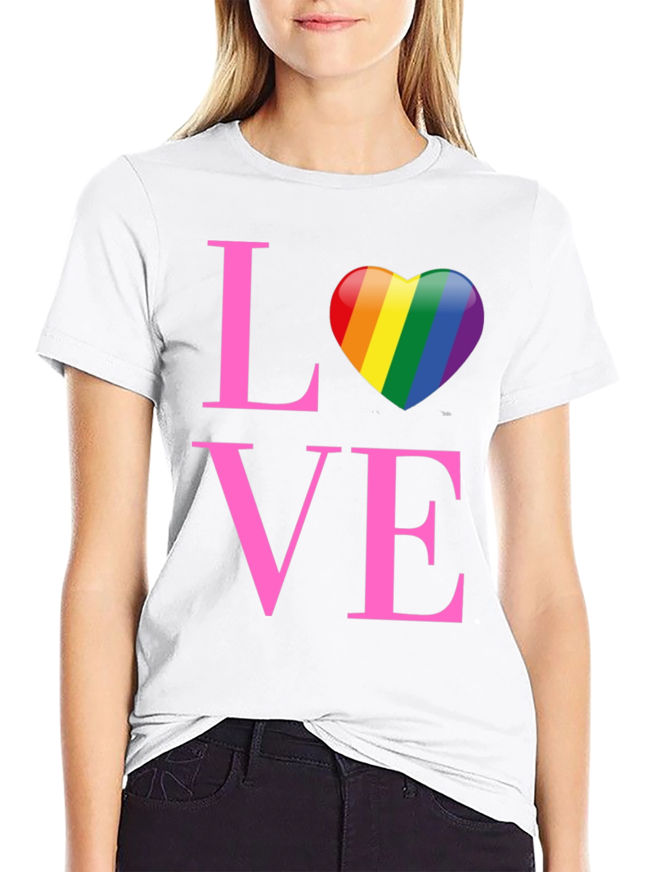 Love Rainbow Heart Graphic T-Shirt