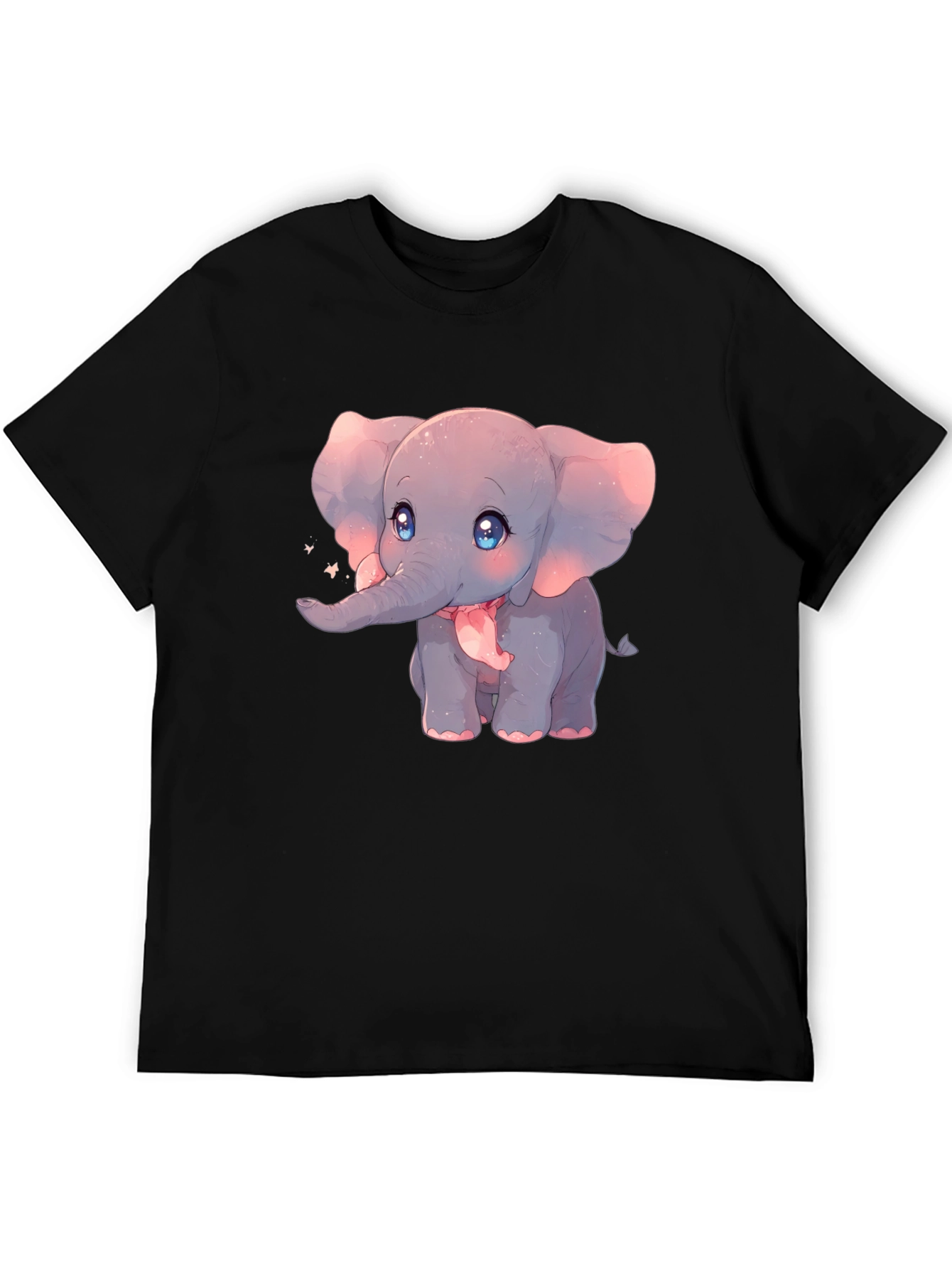 Cute Elephant Graphic Black T-Shirt