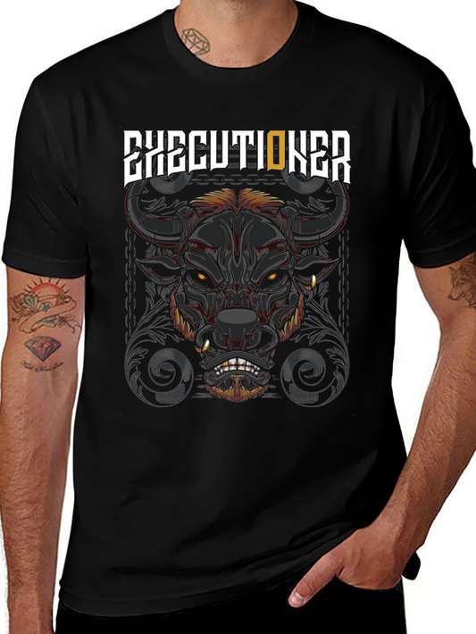 Executioner Bull Graphic Print Black T-Shirt