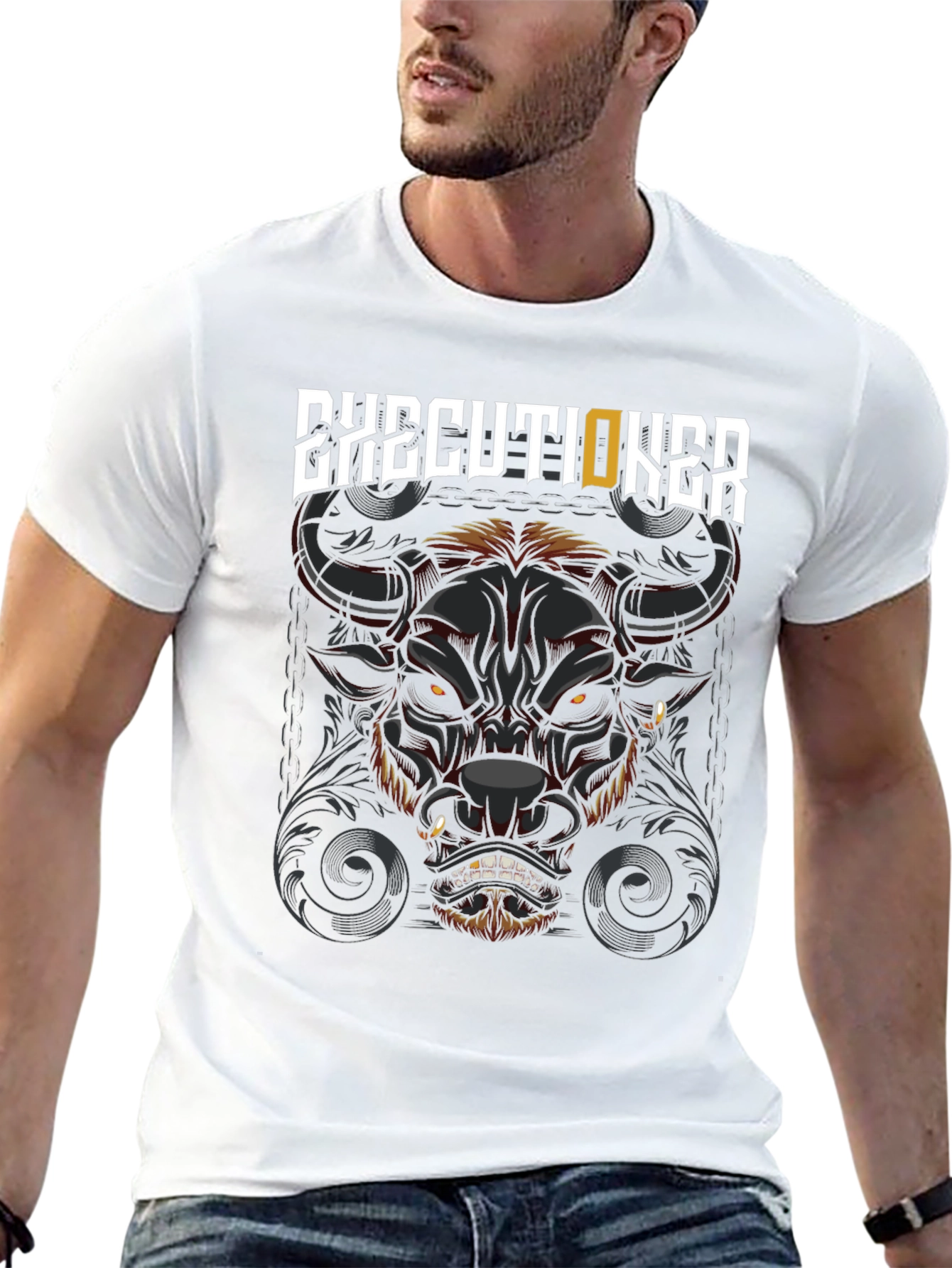 Executioner Bull Graphic Print Black T-Shirt