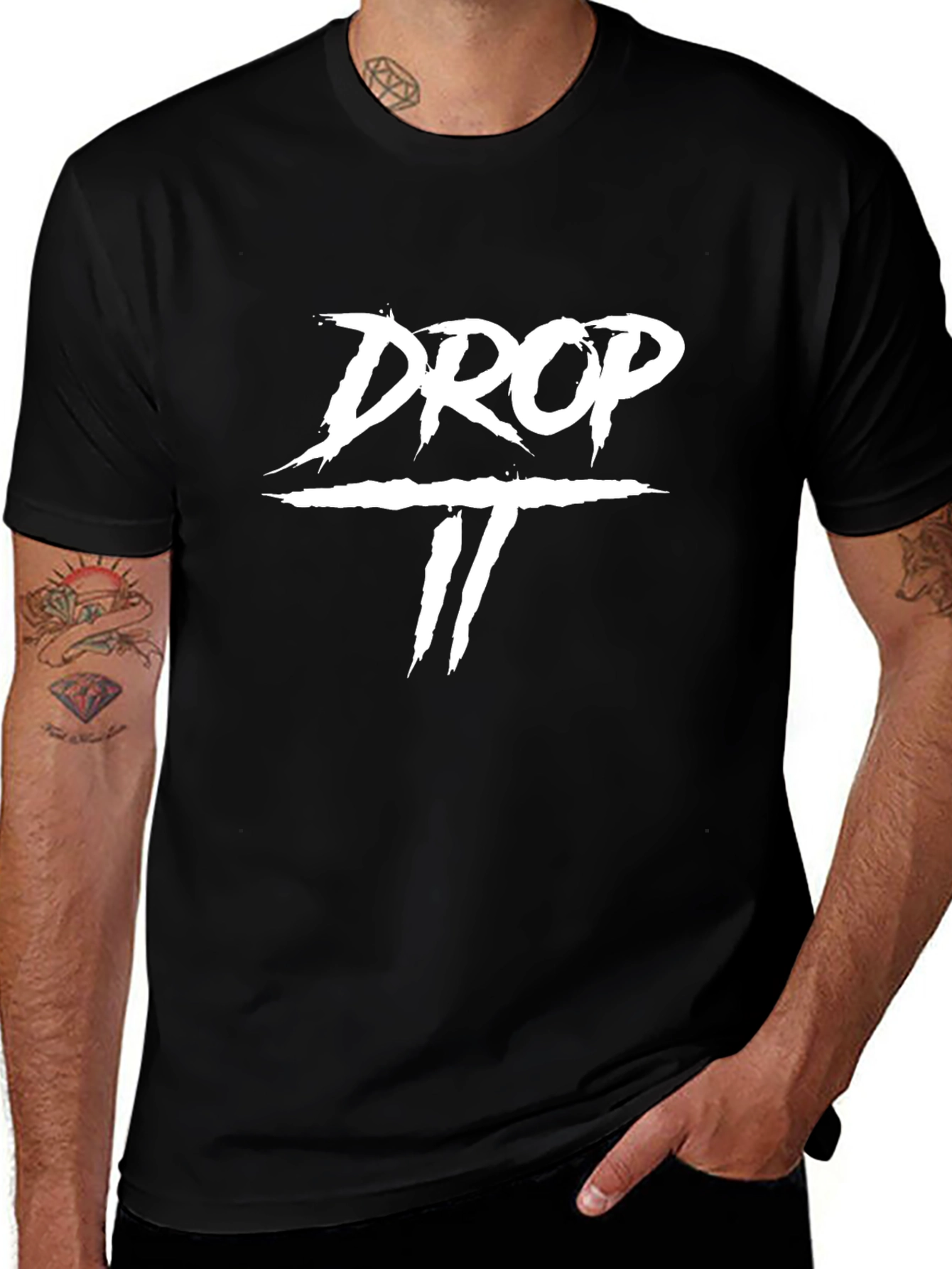 Drop It Graphic Tee - Mens Black Cotton T-Shirt