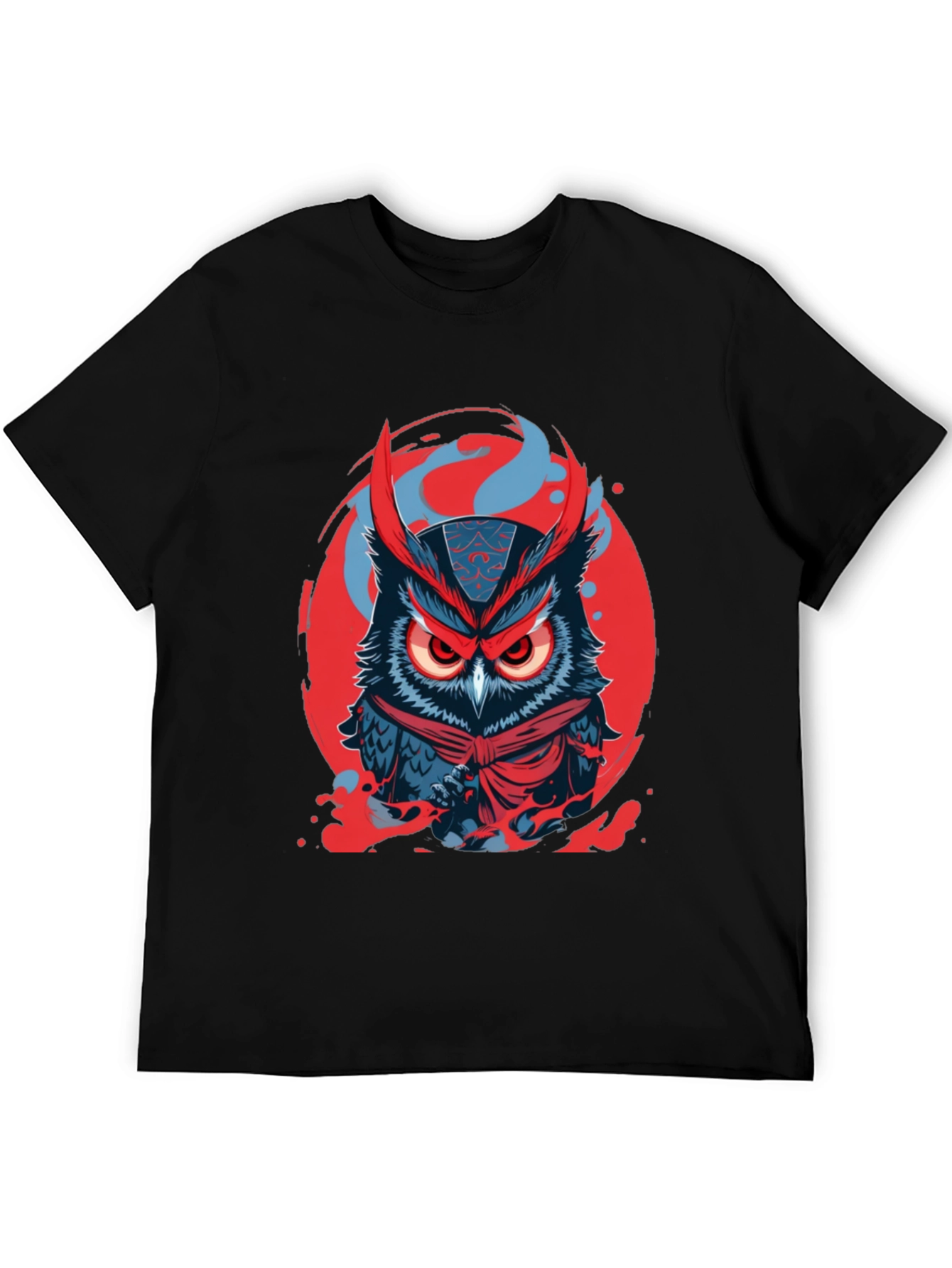 Ninja Owl Graphic Tee - Black Cotton Blend