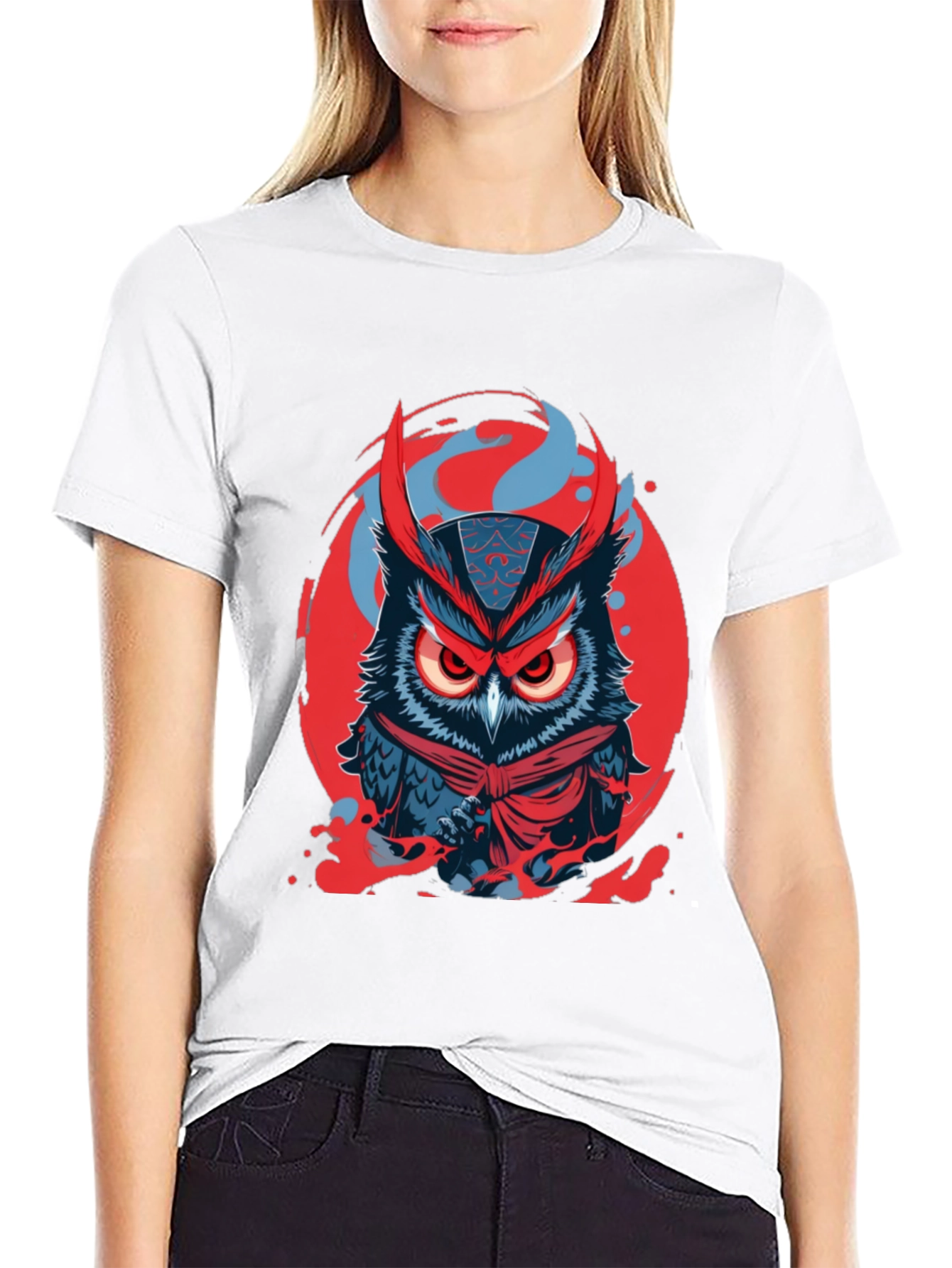 Ninja Owl Graphic Tee - Black Cotton Blend