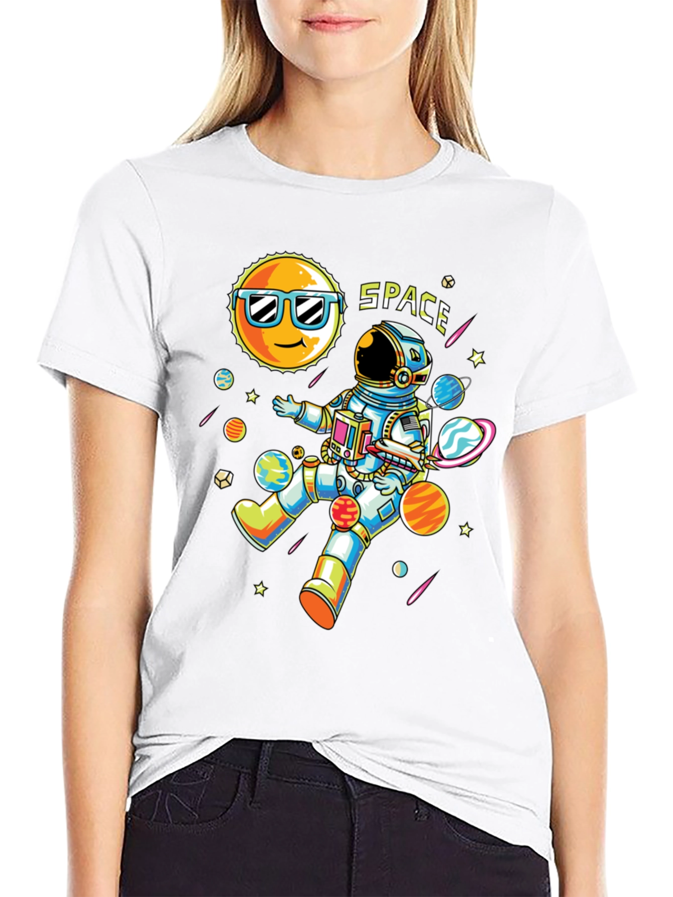 Cool Space Astronaut Graphic T-Shirt