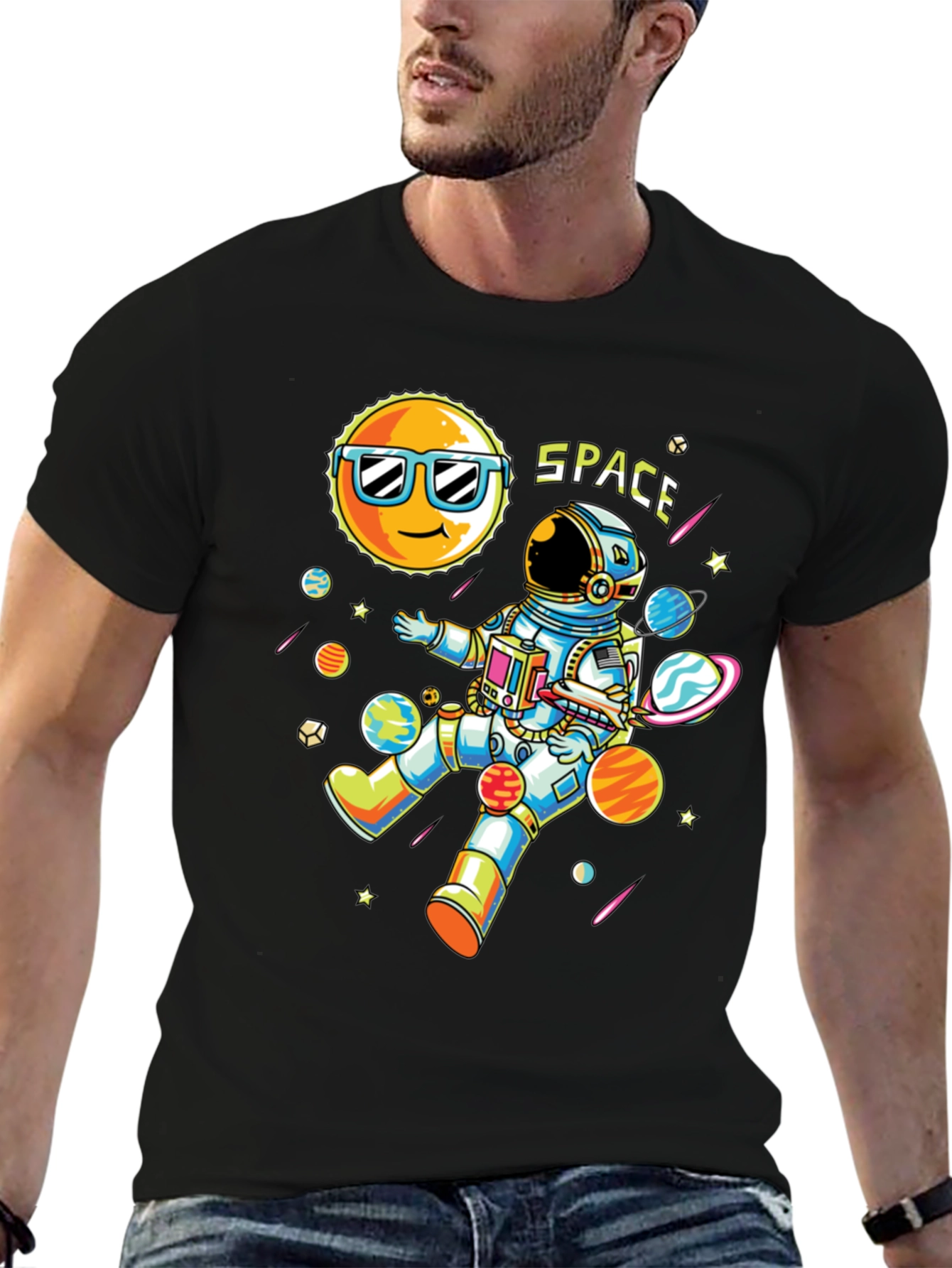 Cool Space Astronaut Graphic T-Shirt