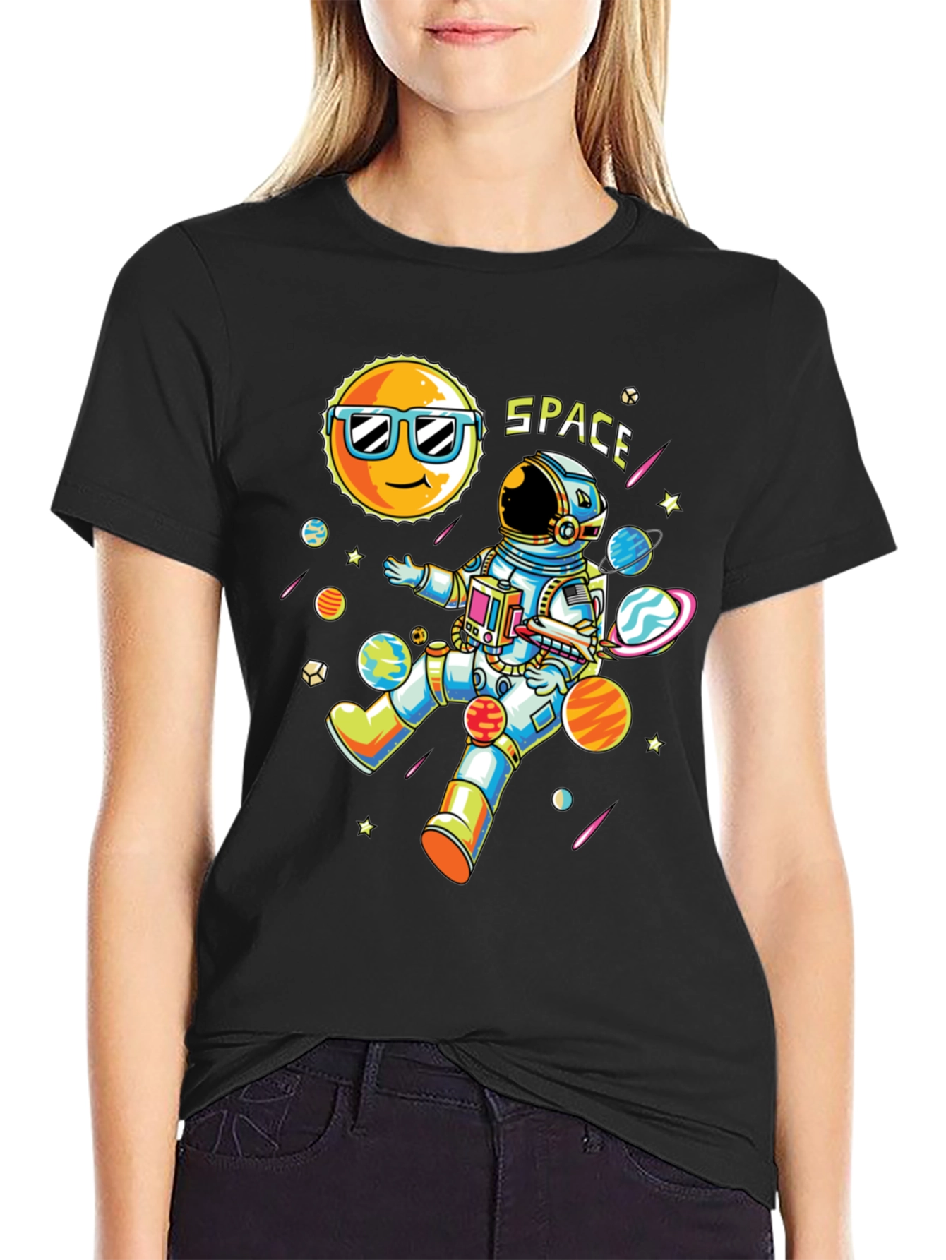 Cool Space Astronaut Graphic T-Shirt