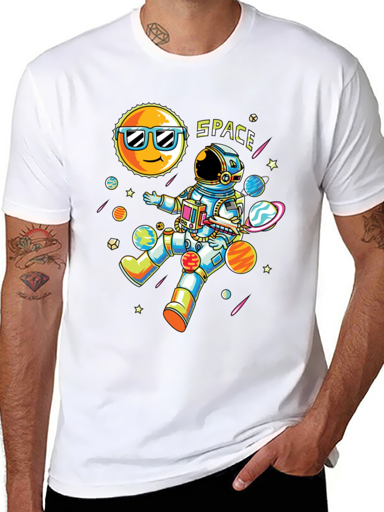 Cool Space Astronaut Graphic T-Shirt