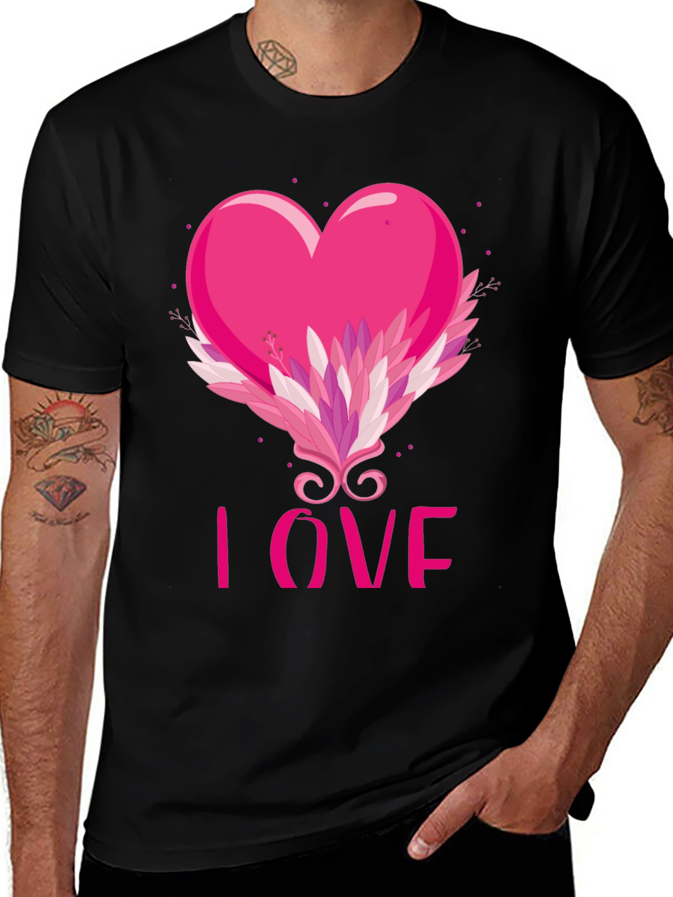 I Love Pink Heart Graphic Tee