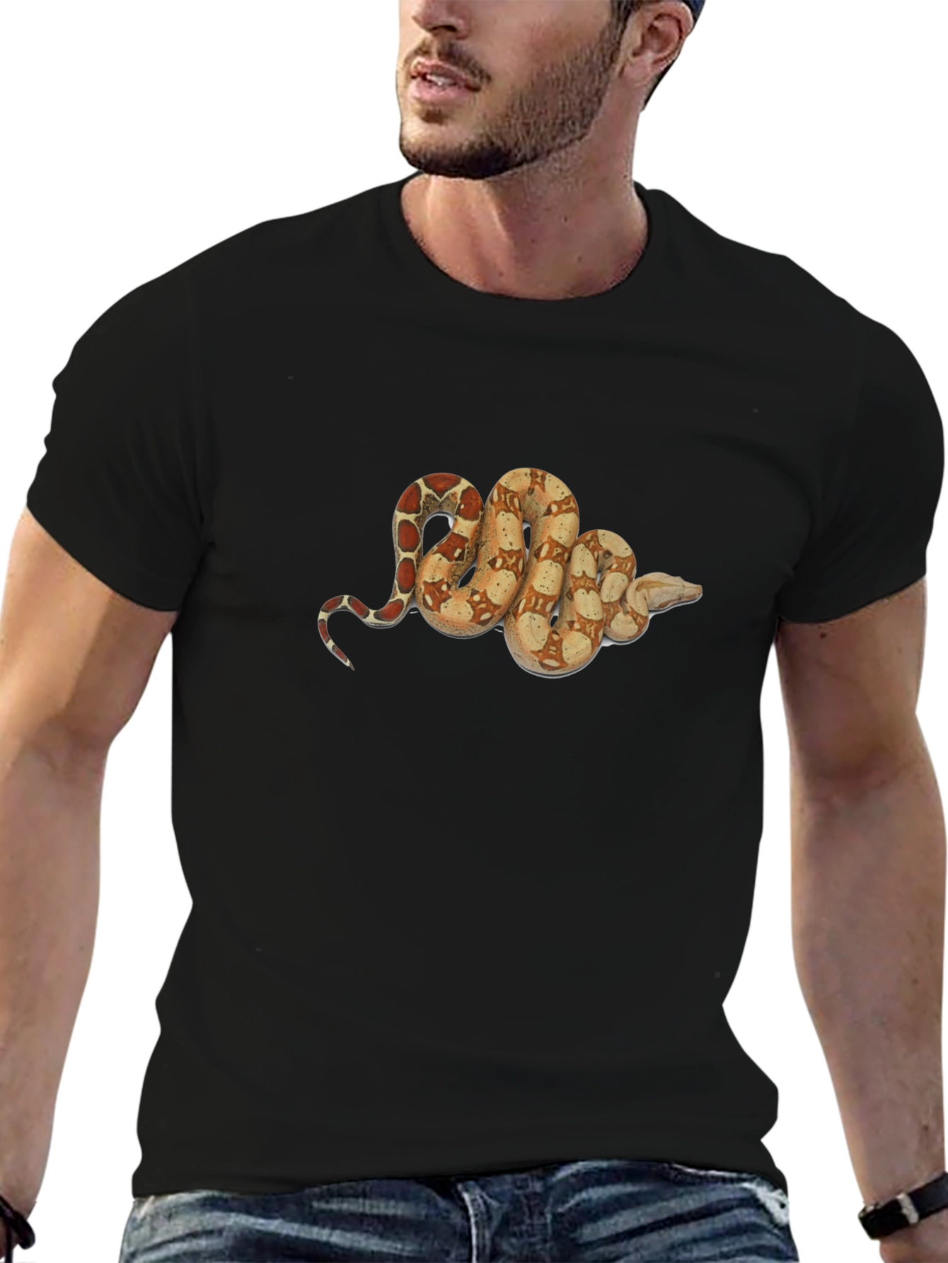 Snake Print Black T-Shirt