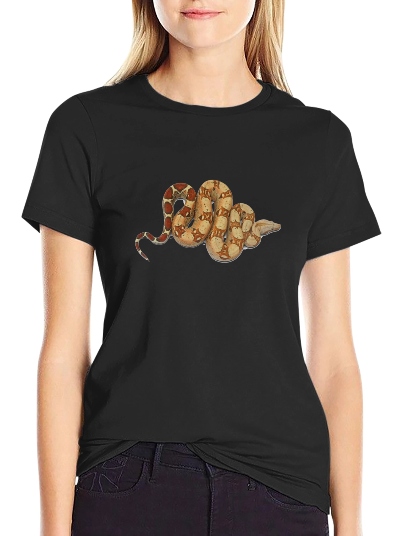 Snake Print Black T-Shirt