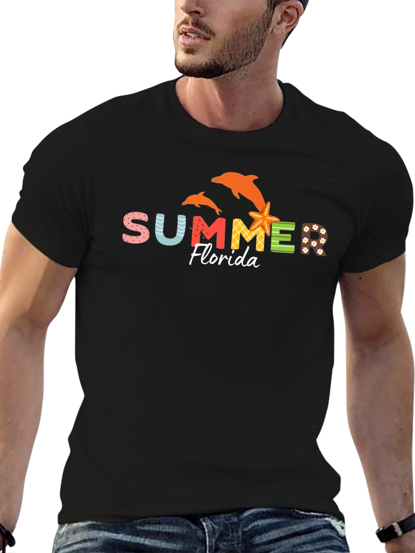 Summer Florida T-Shirt - Dolphin Starfish Design