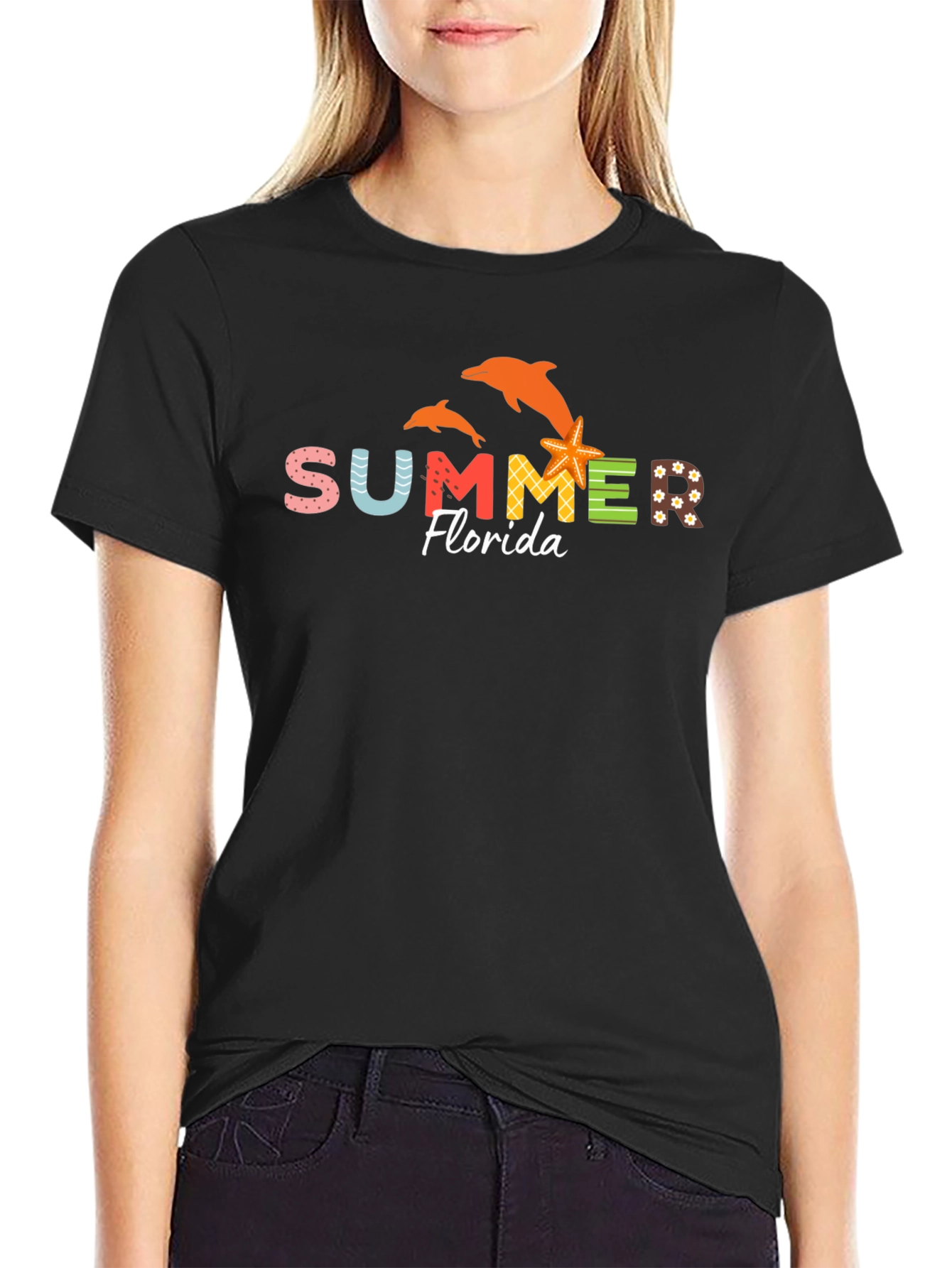 Summer Florida T-Shirt - Dolphin Starfish Design