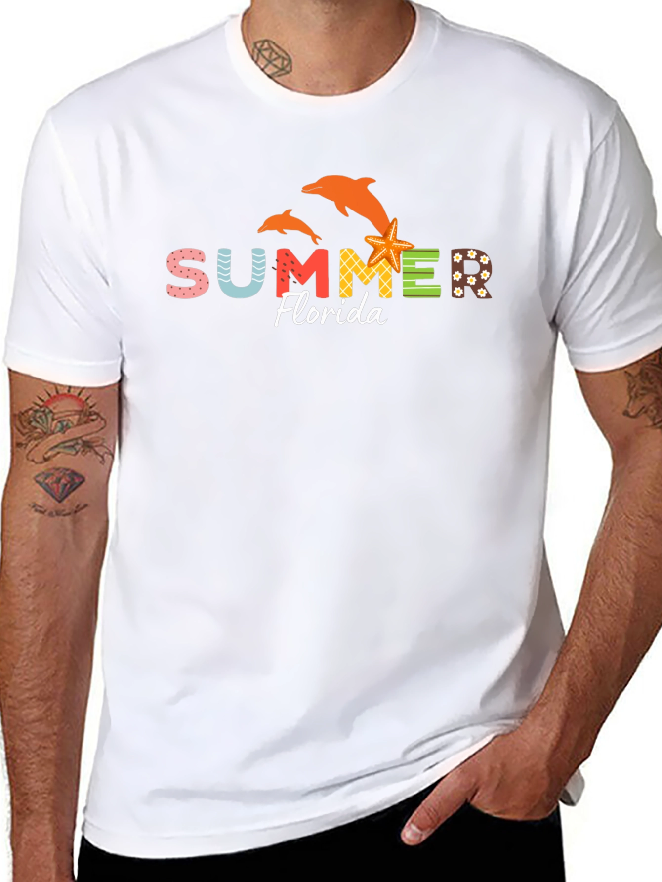 Summer Florida T-Shirt - Dolphin Starfish Design