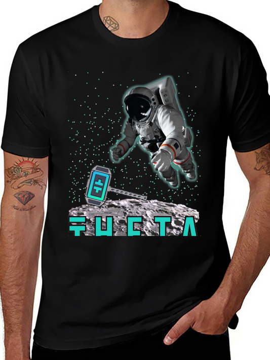 Astronaut Moon Landing Black T-Shirt