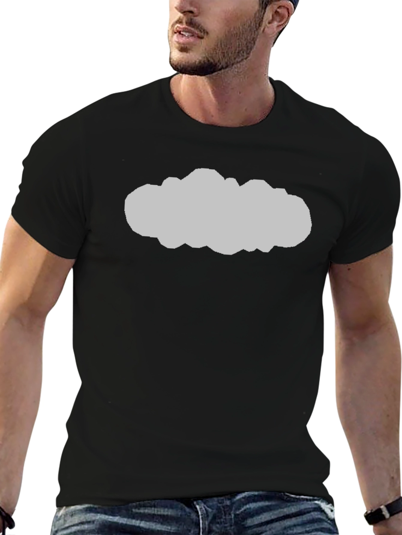 Mens Black T-Shirt with Cloud Graphic