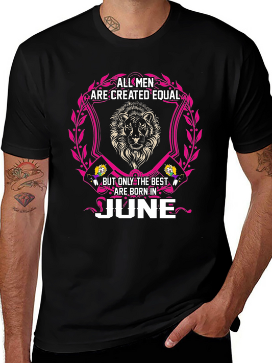 Born in June Mens T-Shirt - Lion Design