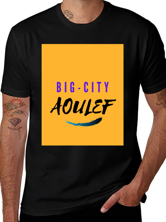 Big-City AOULEF Graphic Tee - Stylish Mens Black T-Shirt