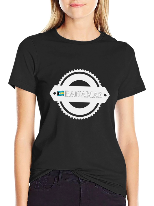 Bahamas Flag Graphic Tee - Black Crew Neck T-Shirt