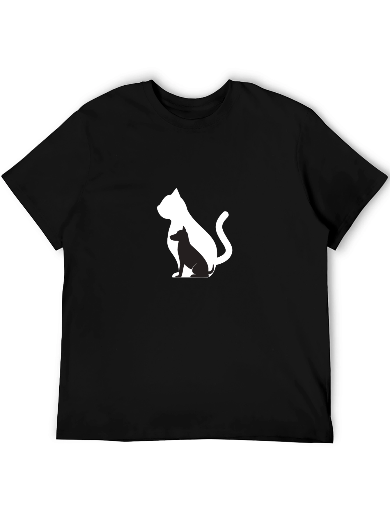 Cat & Dog Silhouette Black T-Shirt