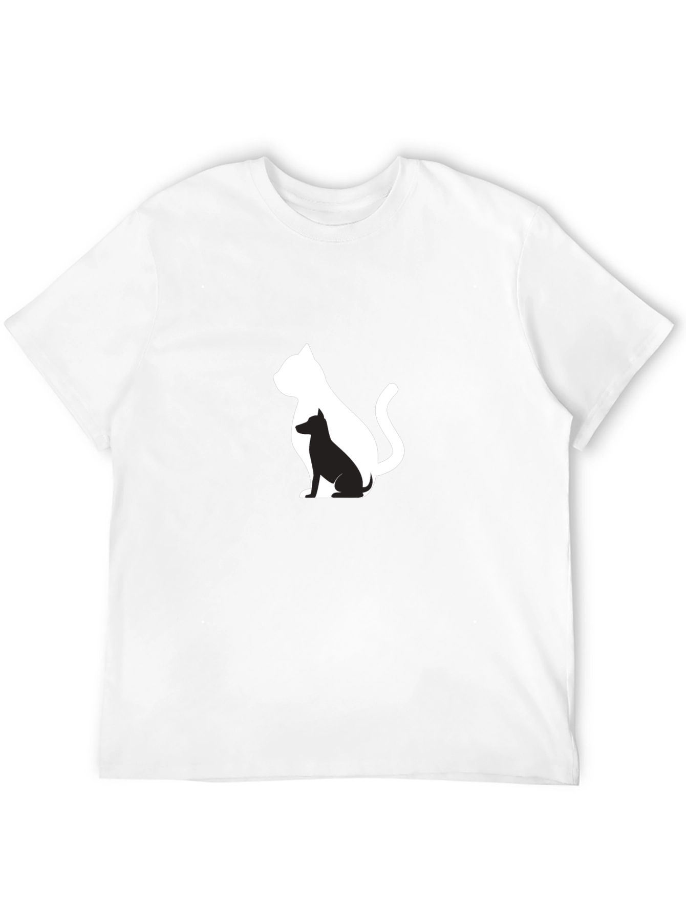 Cat & Dog Silhouette Black T-Shirt