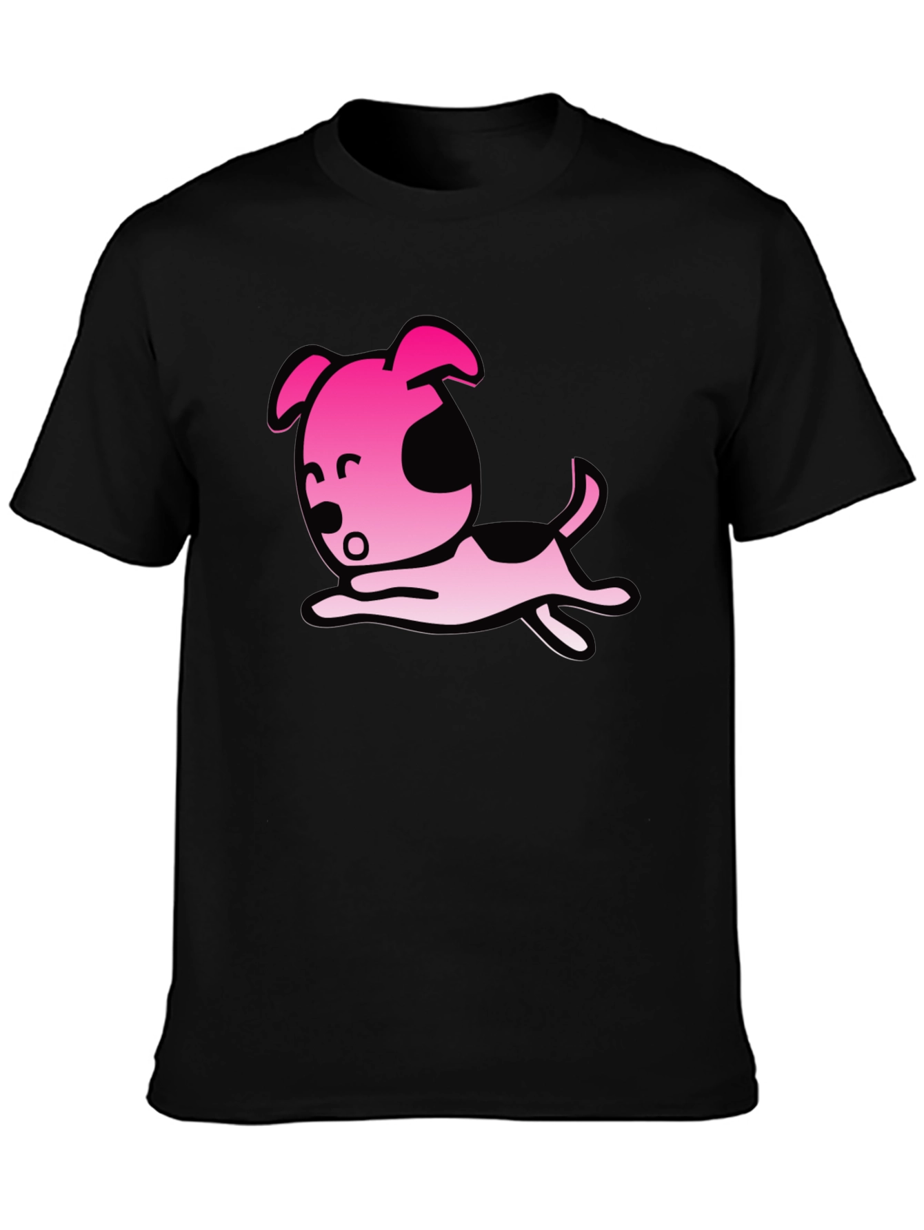 Cartoon Dog Graphic T-Shirt - Black Casual Tee