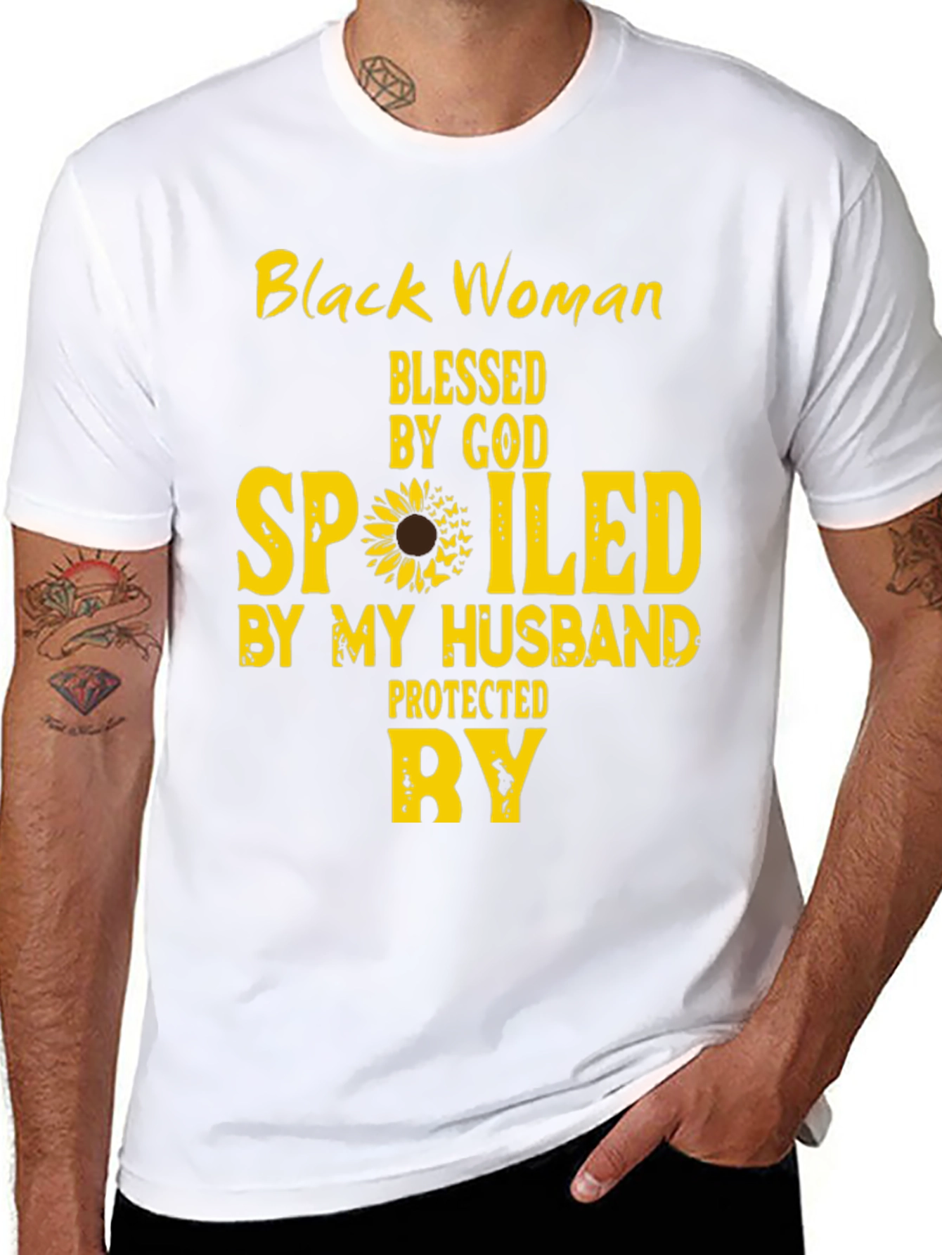Black Woman Blessed and Spoiled By My Husband Tee