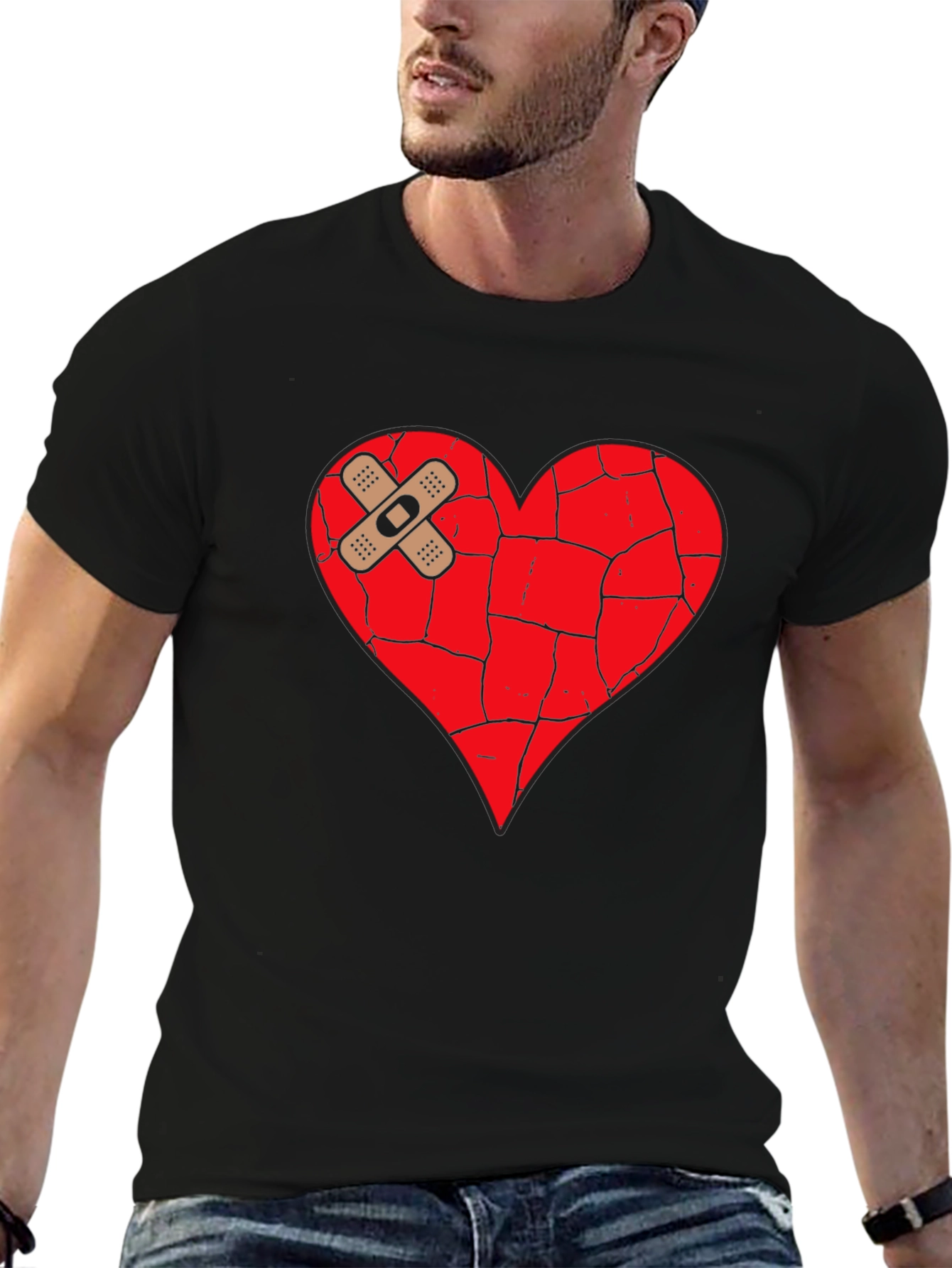 Mended Heart Graphic Tee - Unisex Black T-Shirt