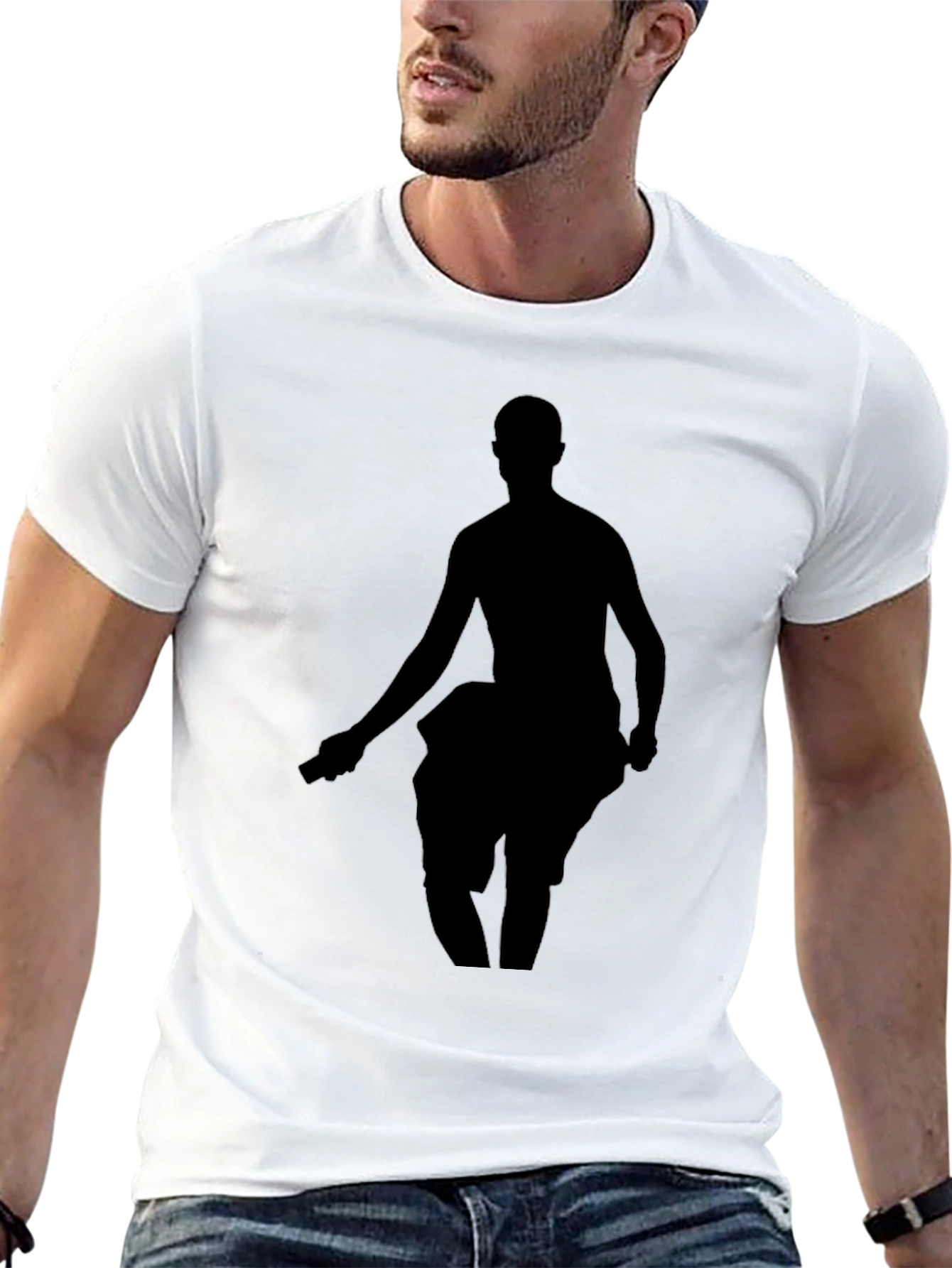 Mens Black Graphic Tee - Silhouette Design