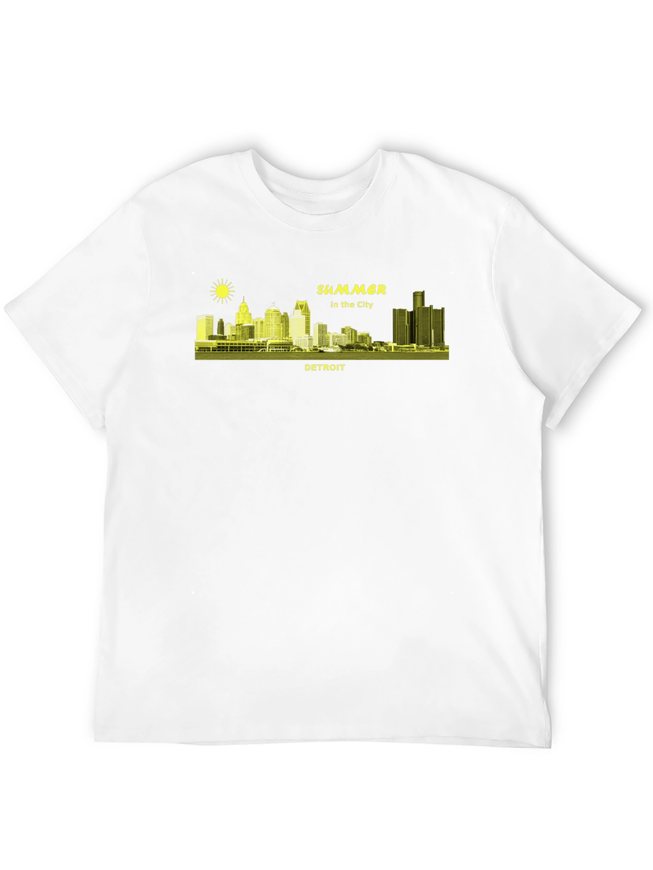 Detroit Summer Cityscape Black T-Shirt