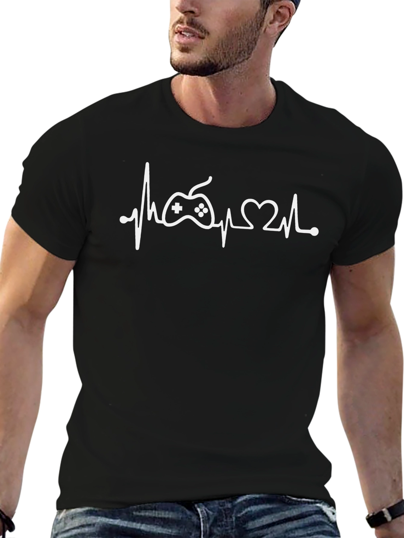 Gamer Heartbeat T-Shirt - Black Cotton Tee