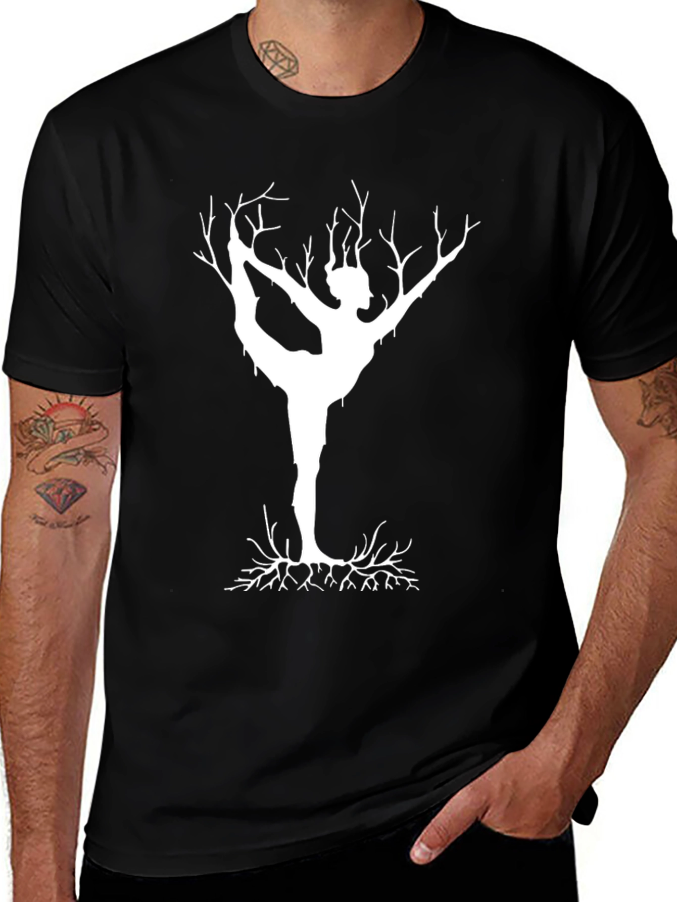 Yoga Tree Graphic Tee - Unique Black Cotton Shirt