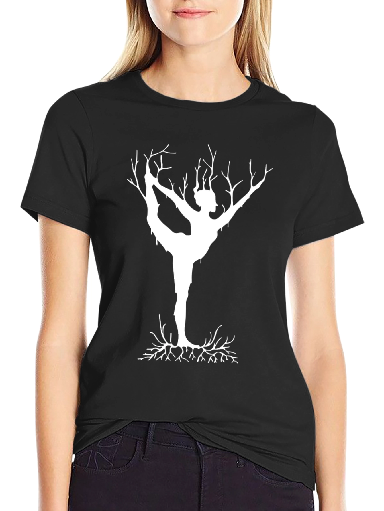 Yoga Tree Graphic Tee - Unique Black Cotton Shirt
