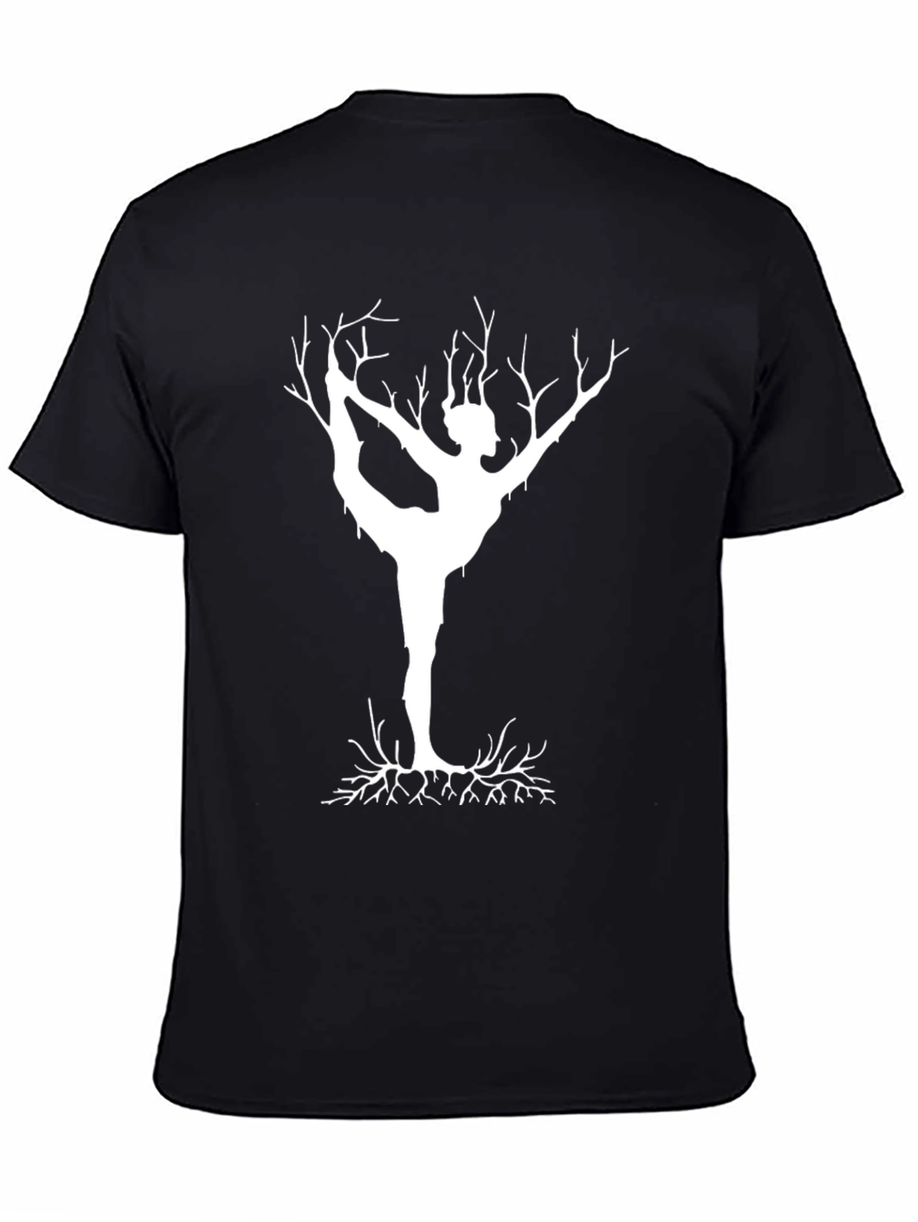 Yoga Tree Graphic Tee - Unique Black Cotton Shirt