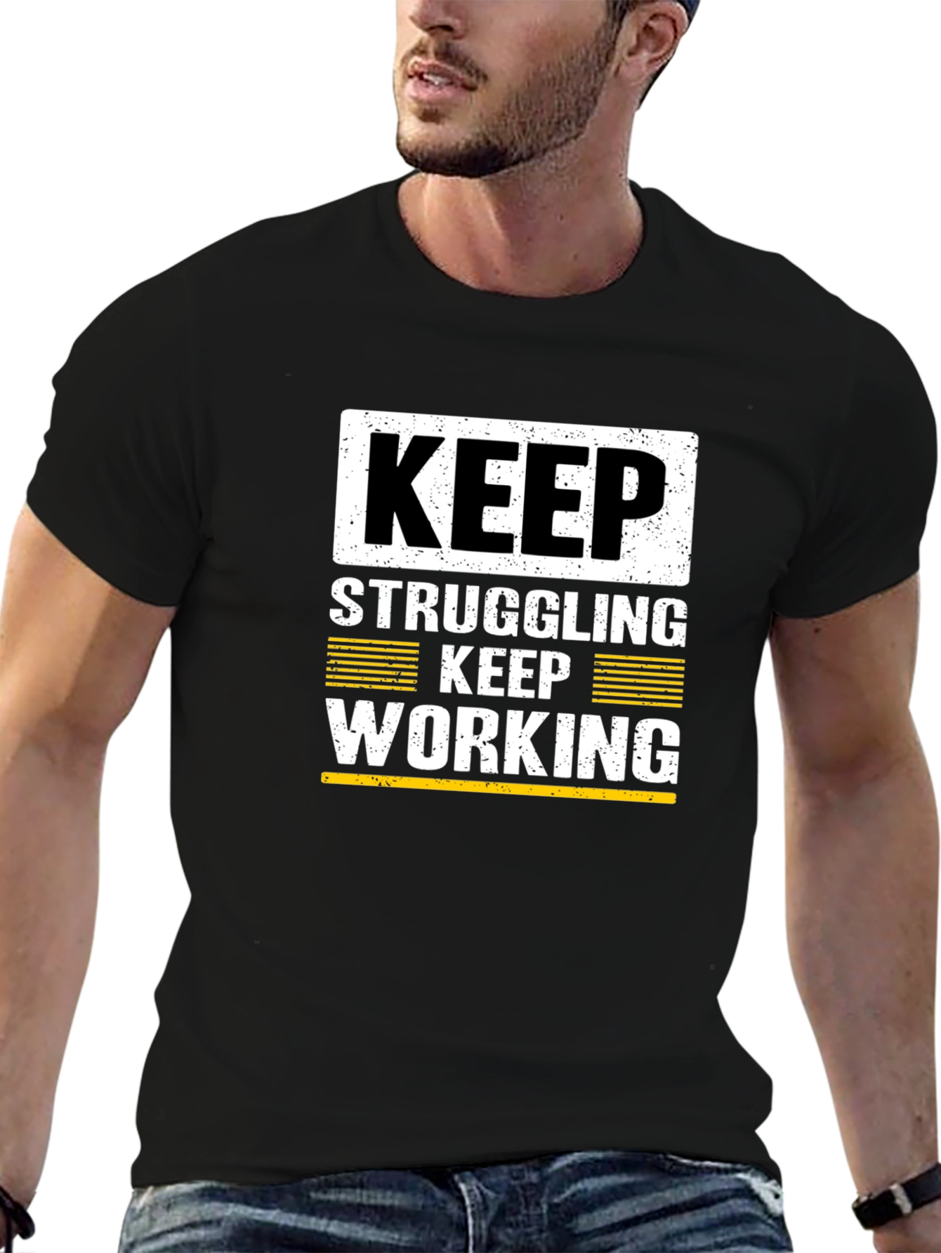 Motivational Keep Working Black T-Shirt