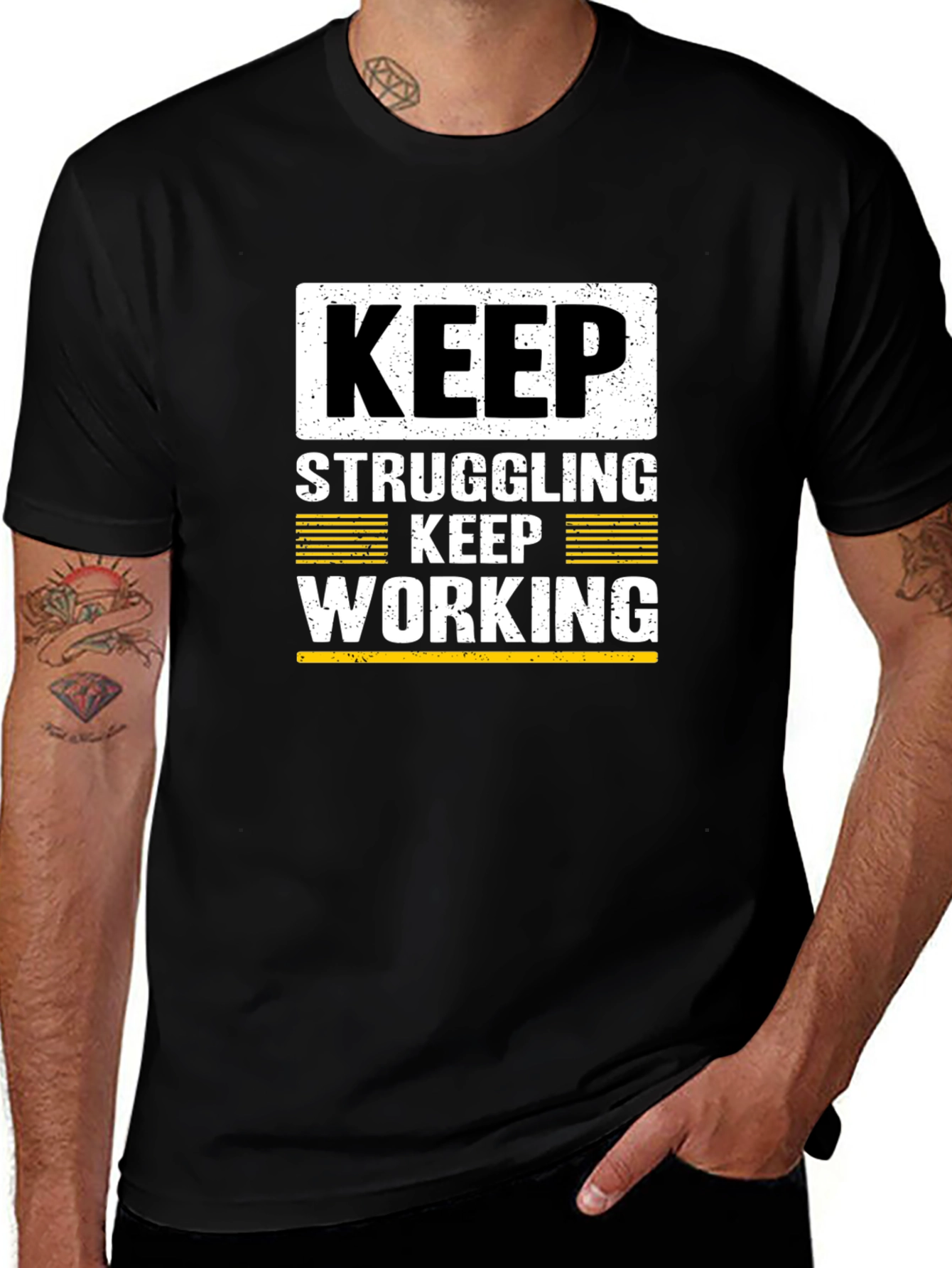 Motivational Keep Working Black T-Shirt