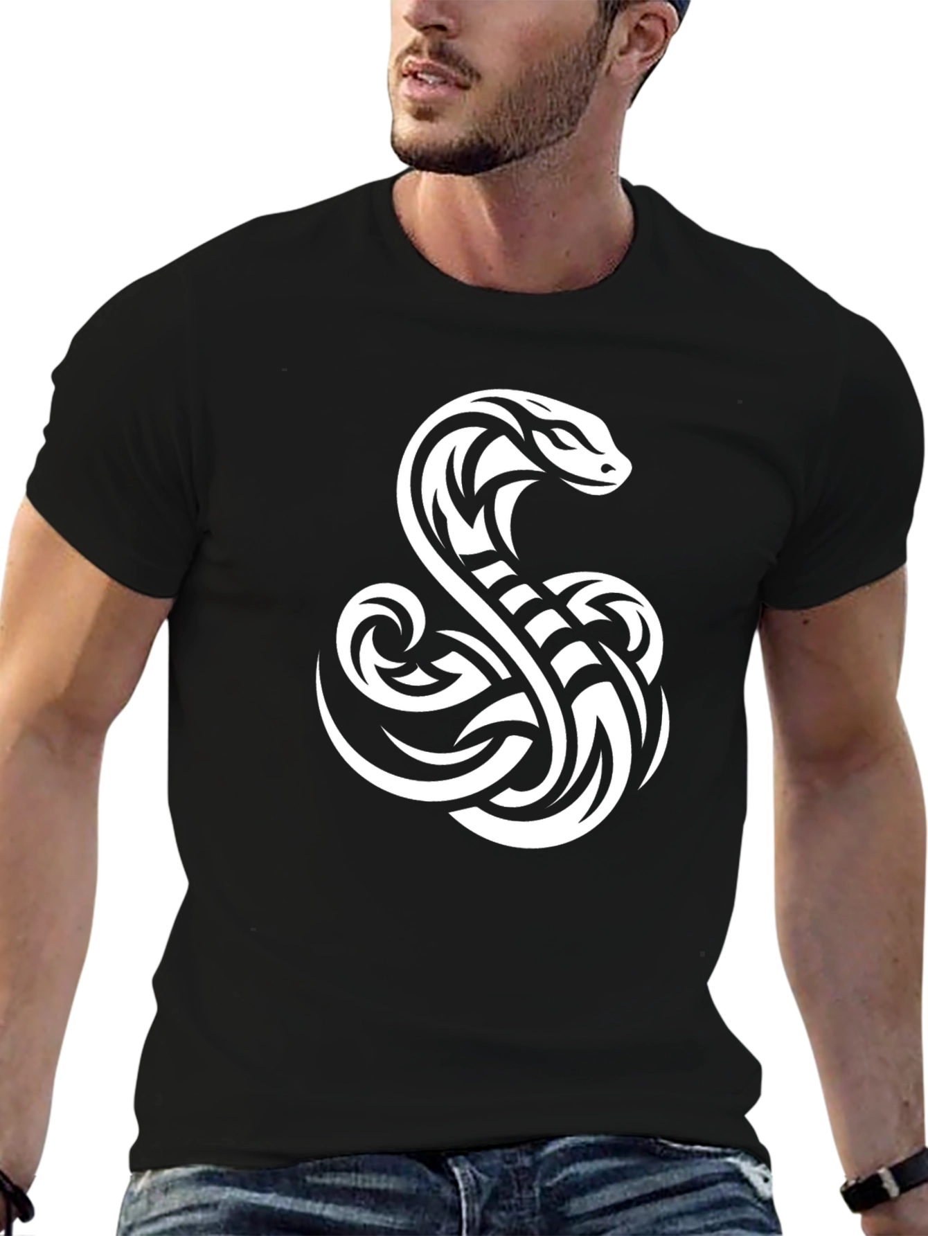 Snake Graphic Tee - Black