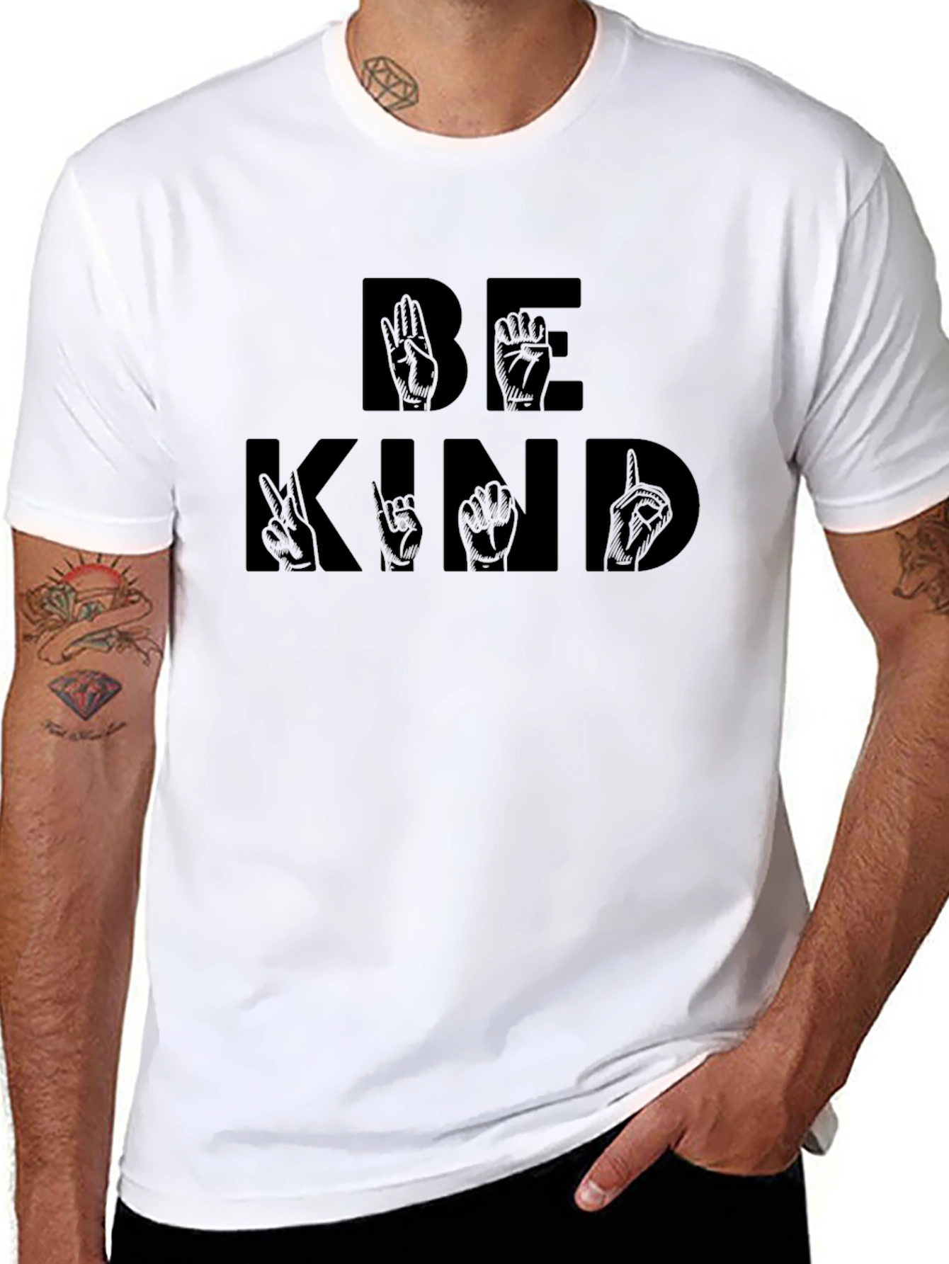 Be Kind ASL Graphic Tee - Black