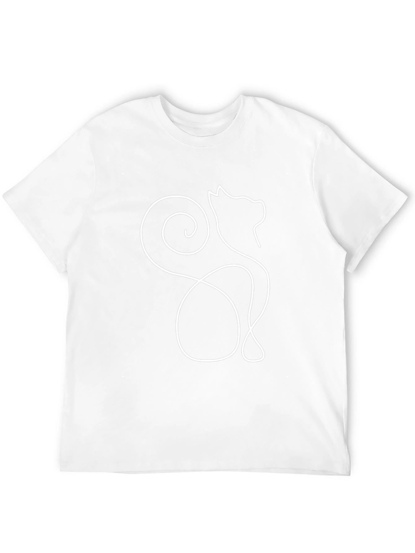 Abstract Cat Outline Graphic Tee - Soft Black Shirt