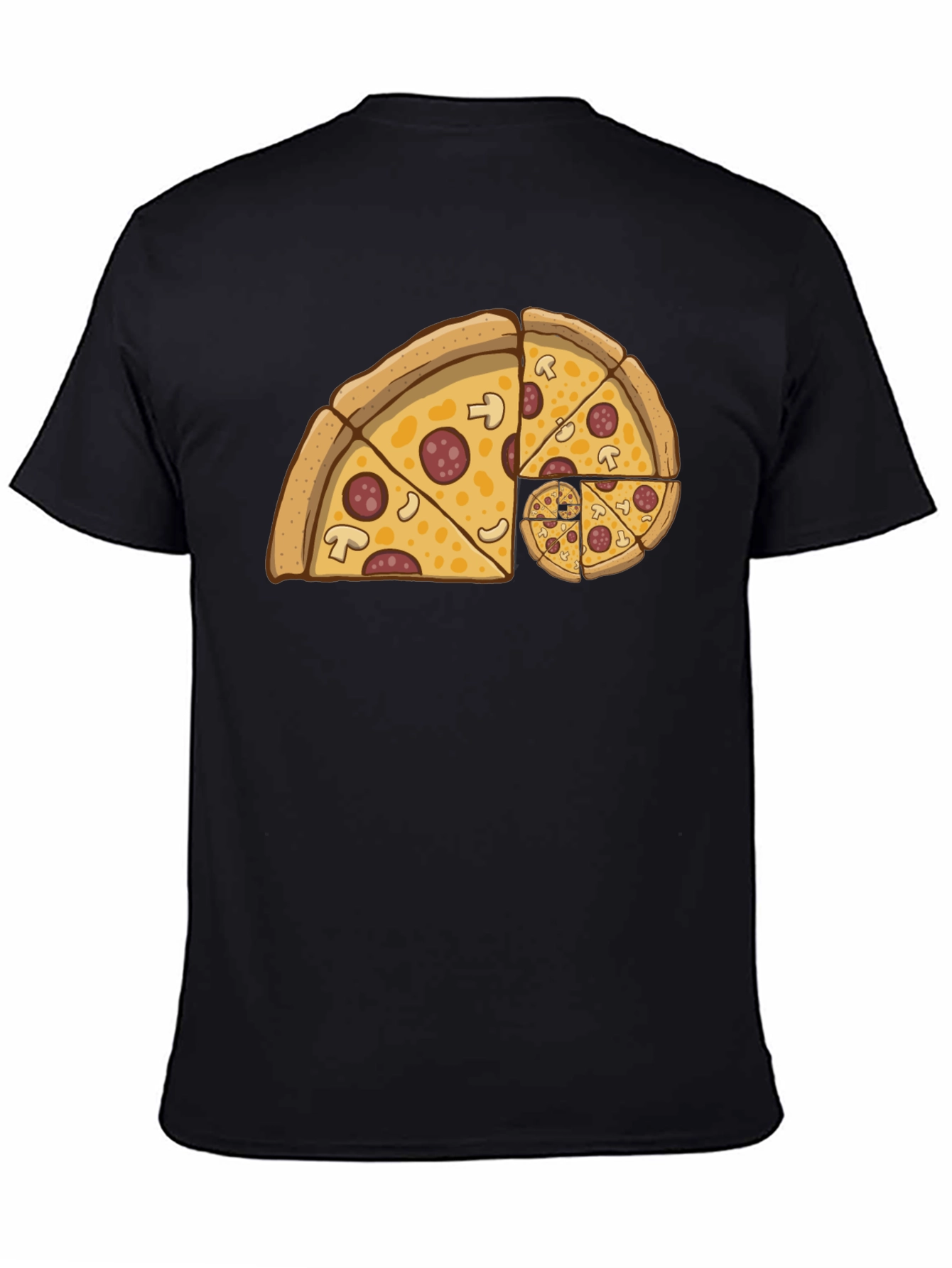 Fibonacci Pizza Slice Black T-Shirt
