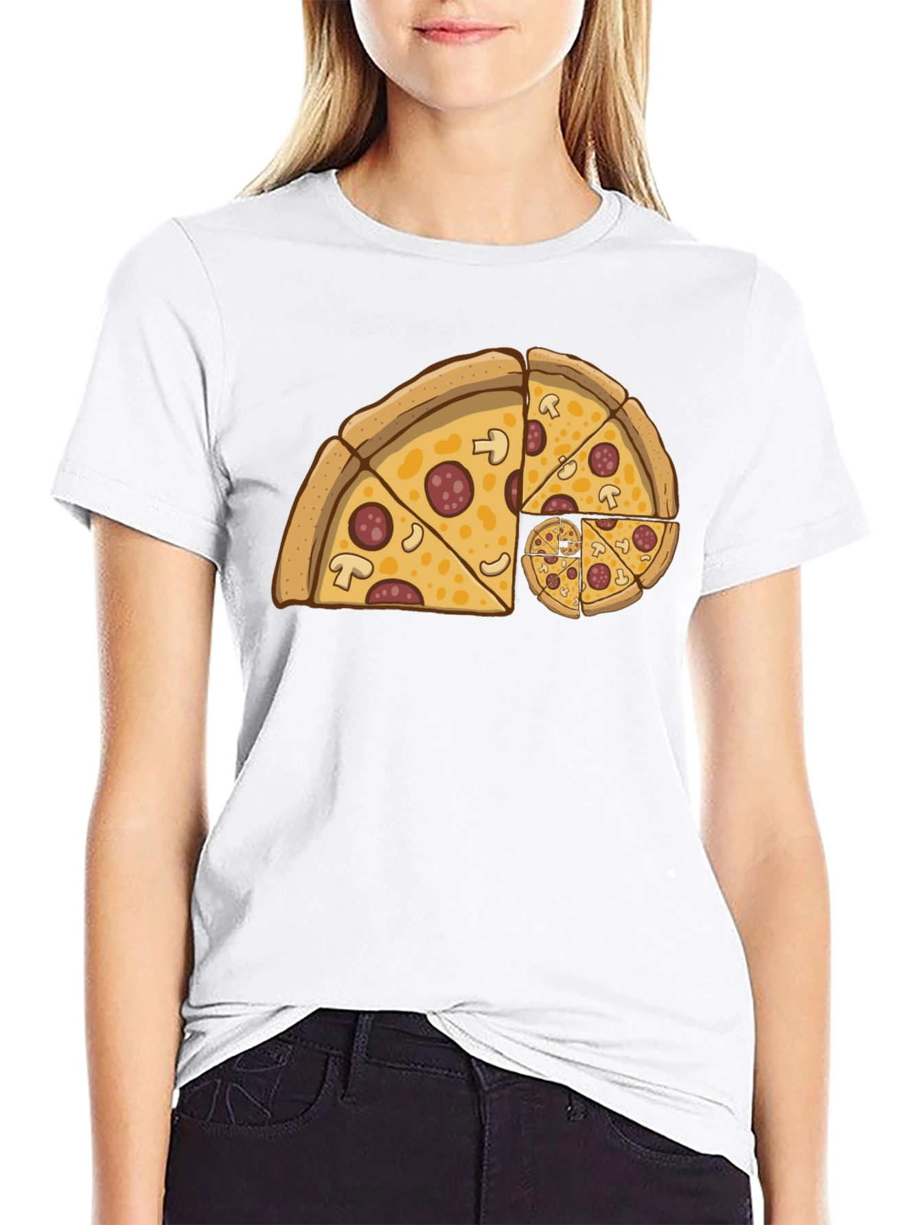 Fibonacci Pizza Slice Black T-Shirt