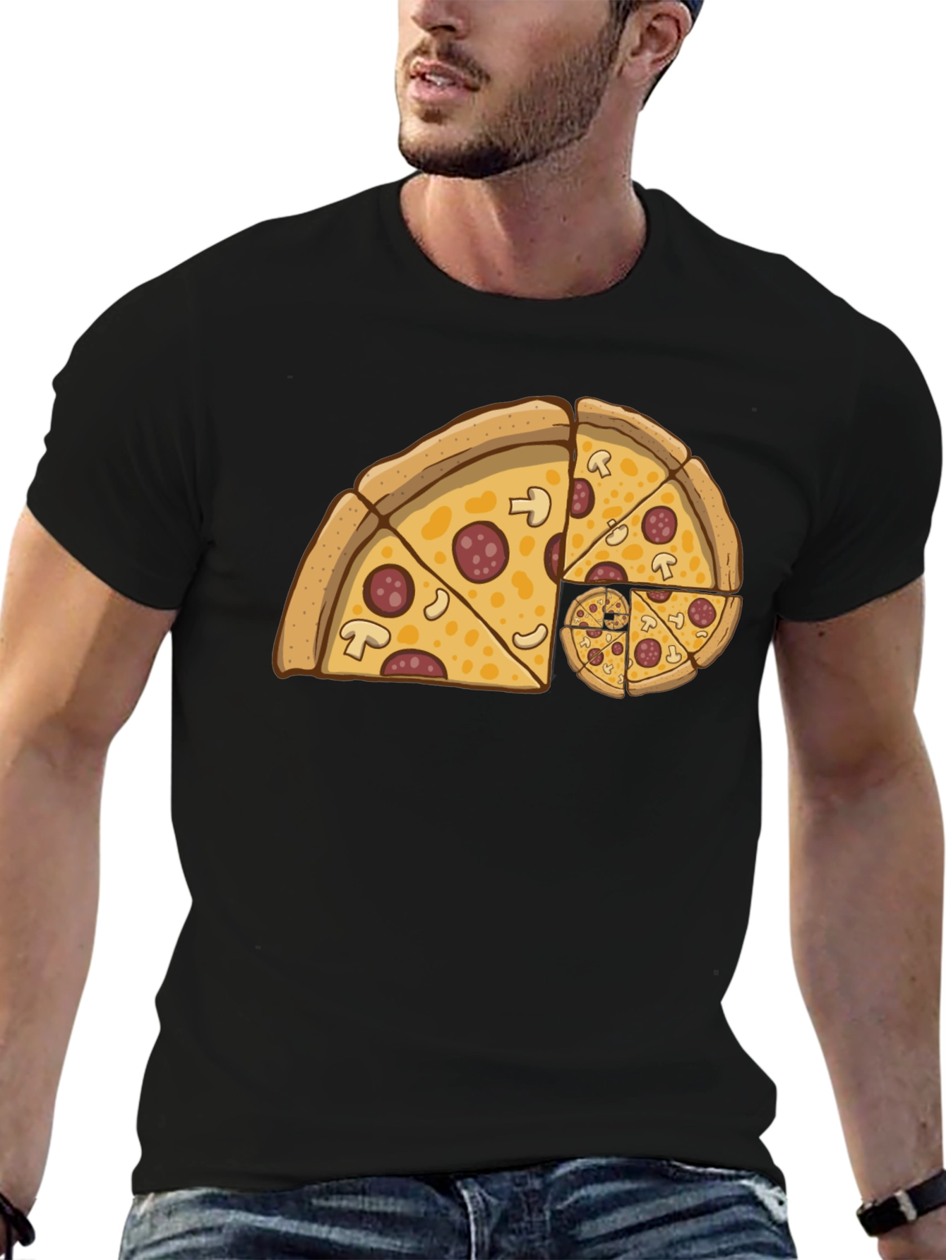 Fibonacci Pizza Slice Black T-Shirt