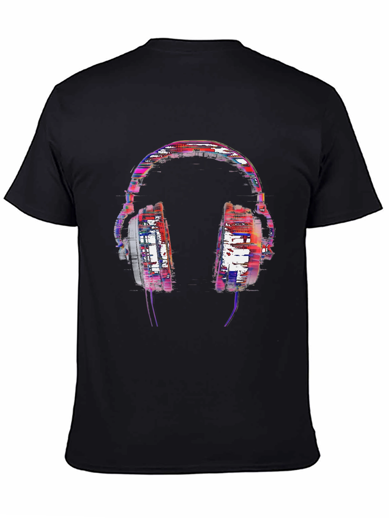 Graphic Headphone Print Black Tee